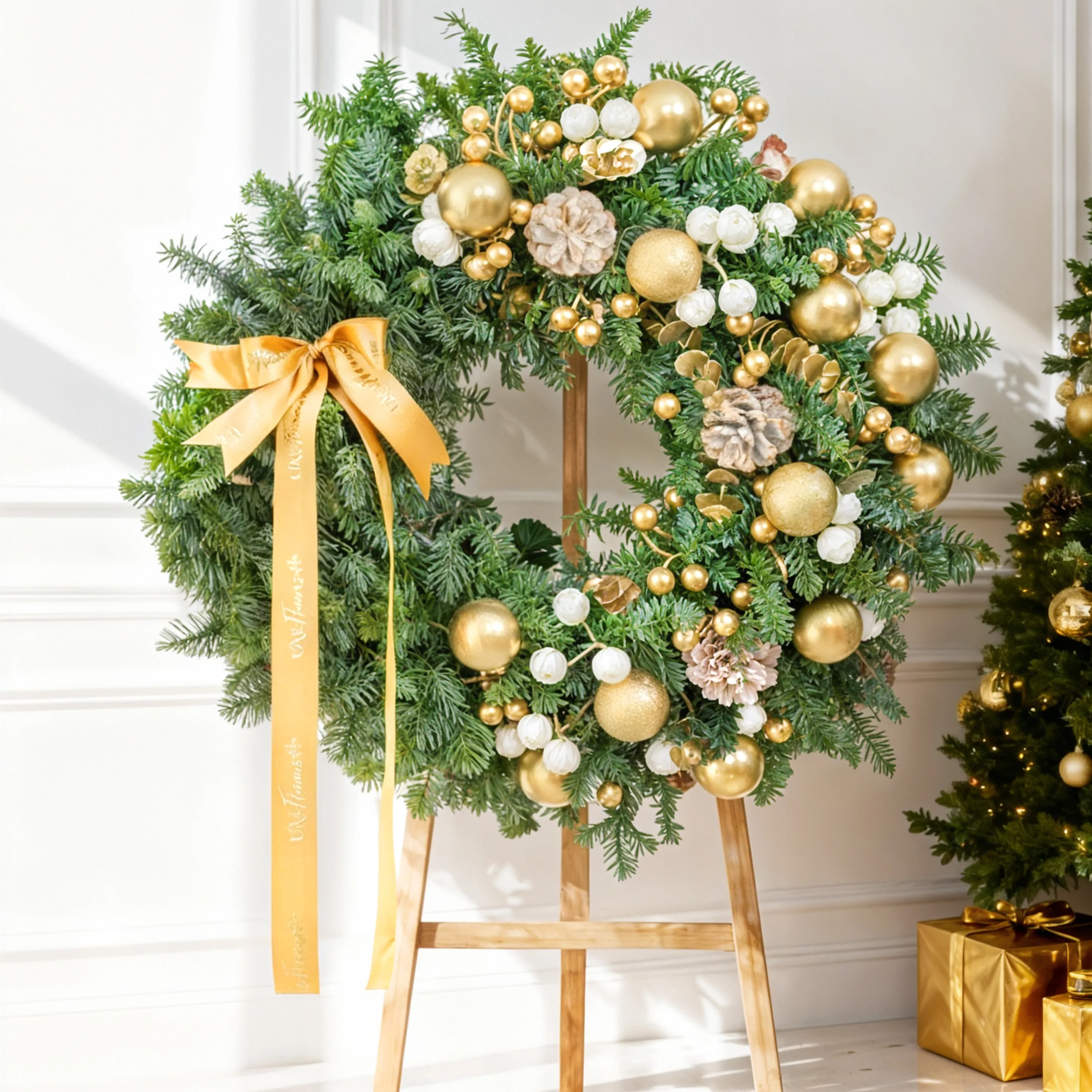 Golden Luxury Christmas Wreath