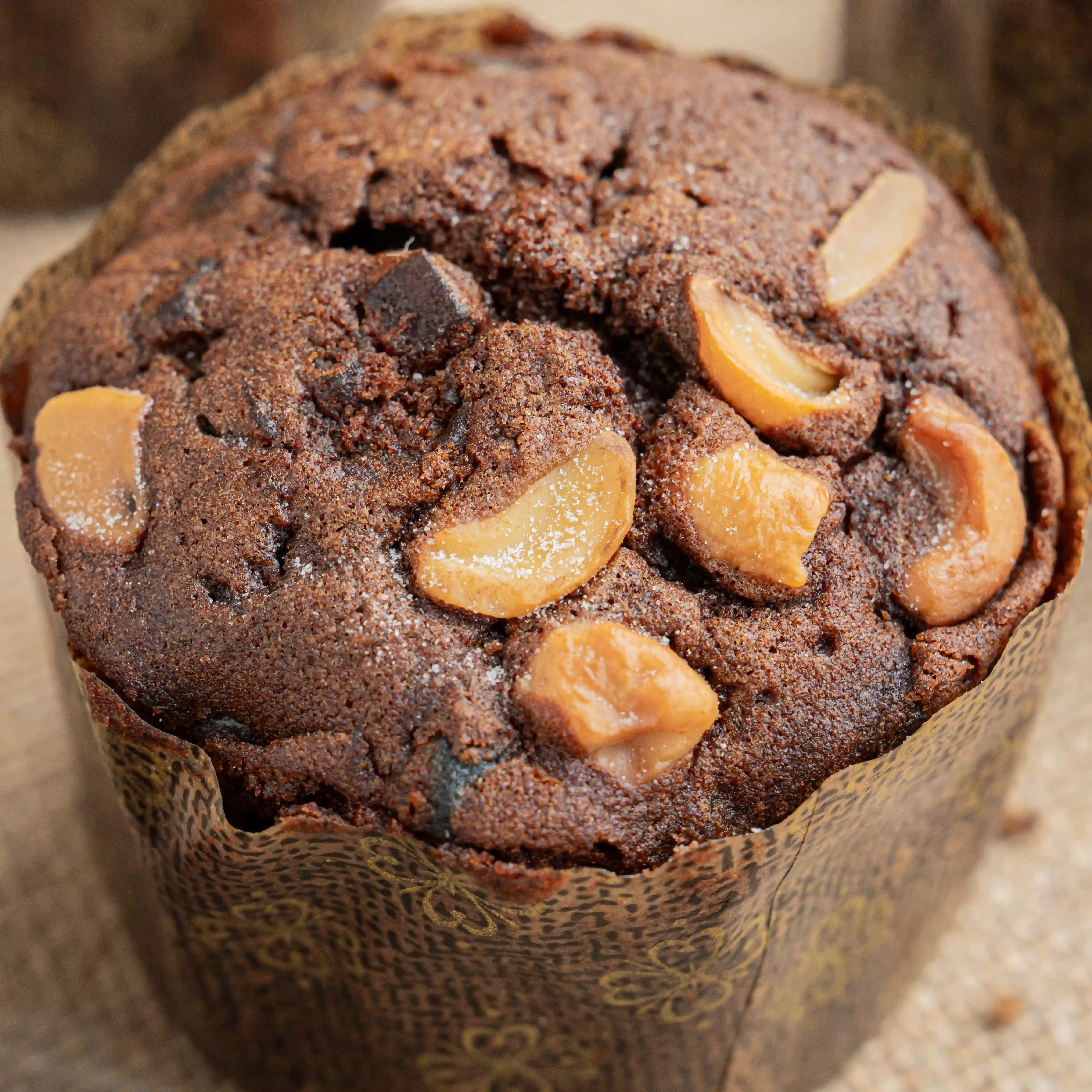 6 pcs mini plum cupcakes topped with nuts on festive packaging