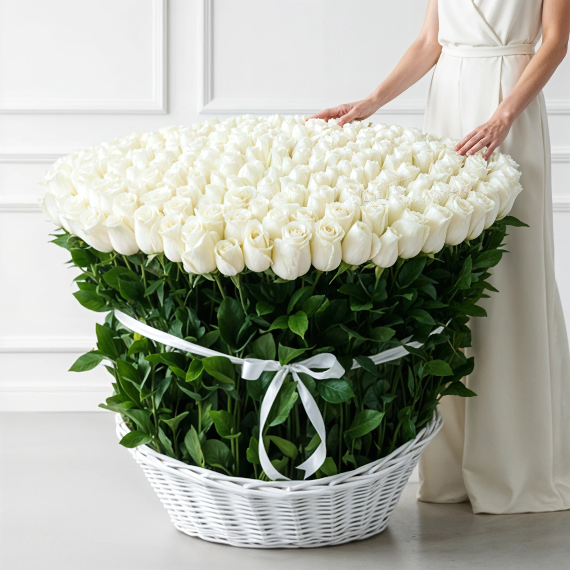 Basket of 1000 White Roses