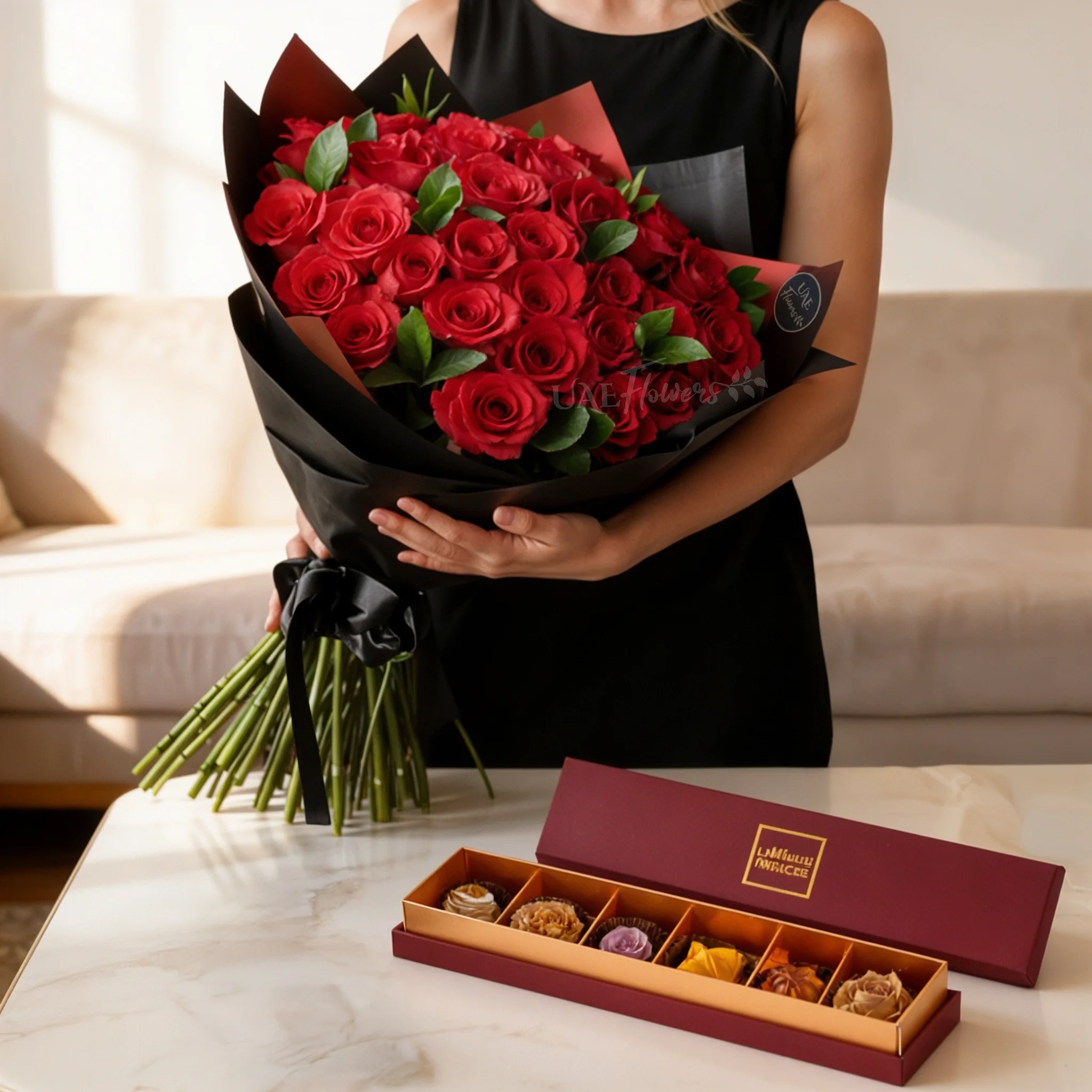 Classic Red Love – 30 Roses & Pistache Chocolates
