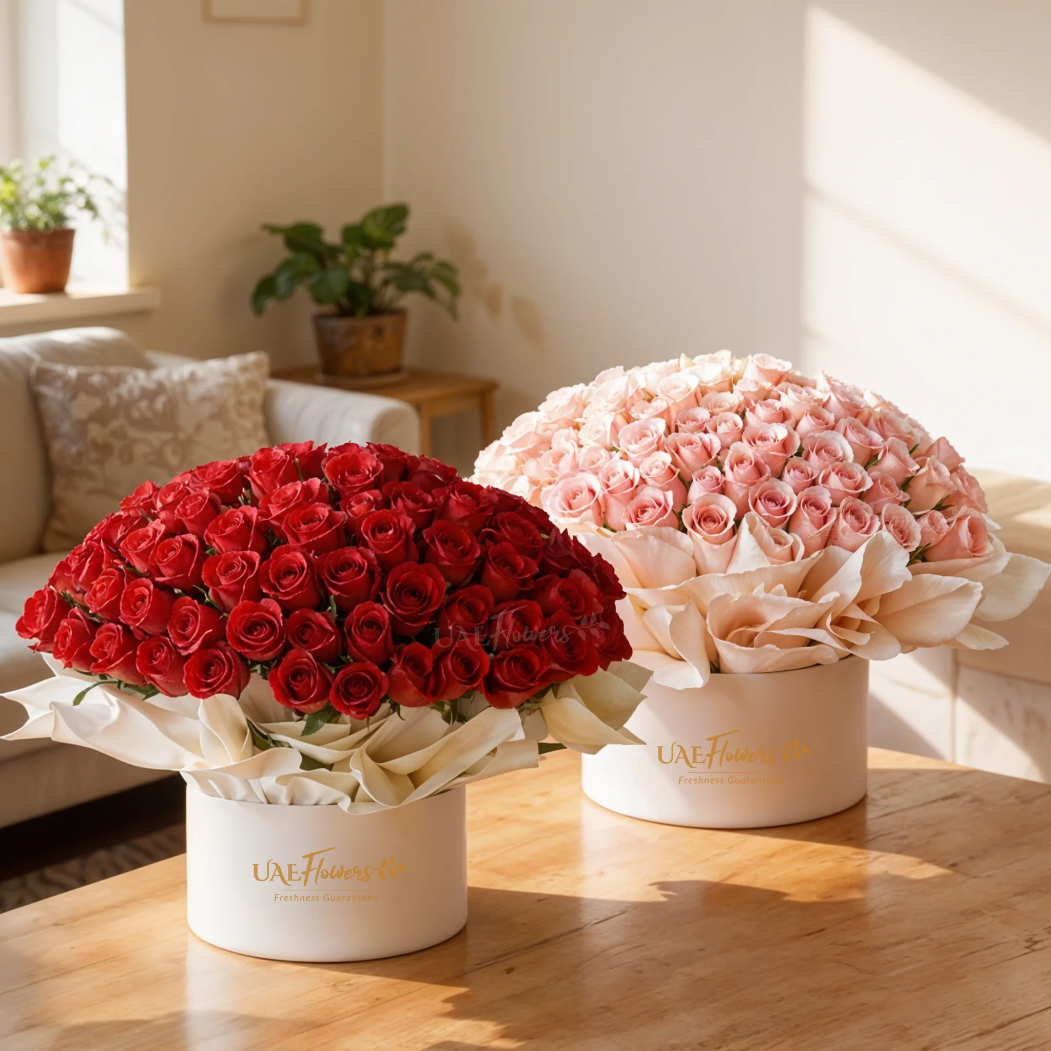 100 Red Roses in a box & 100 Pink Roses In a box