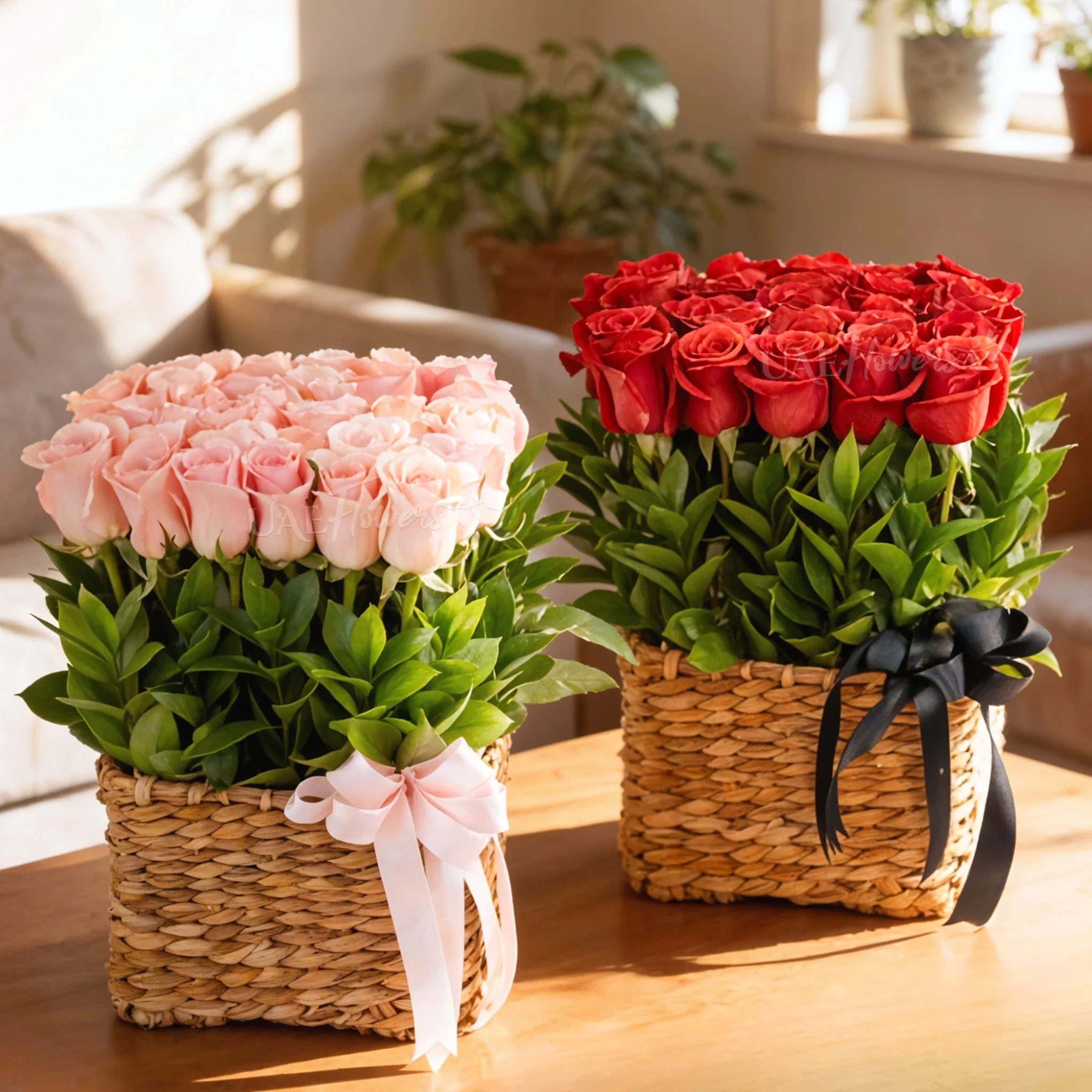 Dual Love – 36 Red & 36 Pink Roses Basket