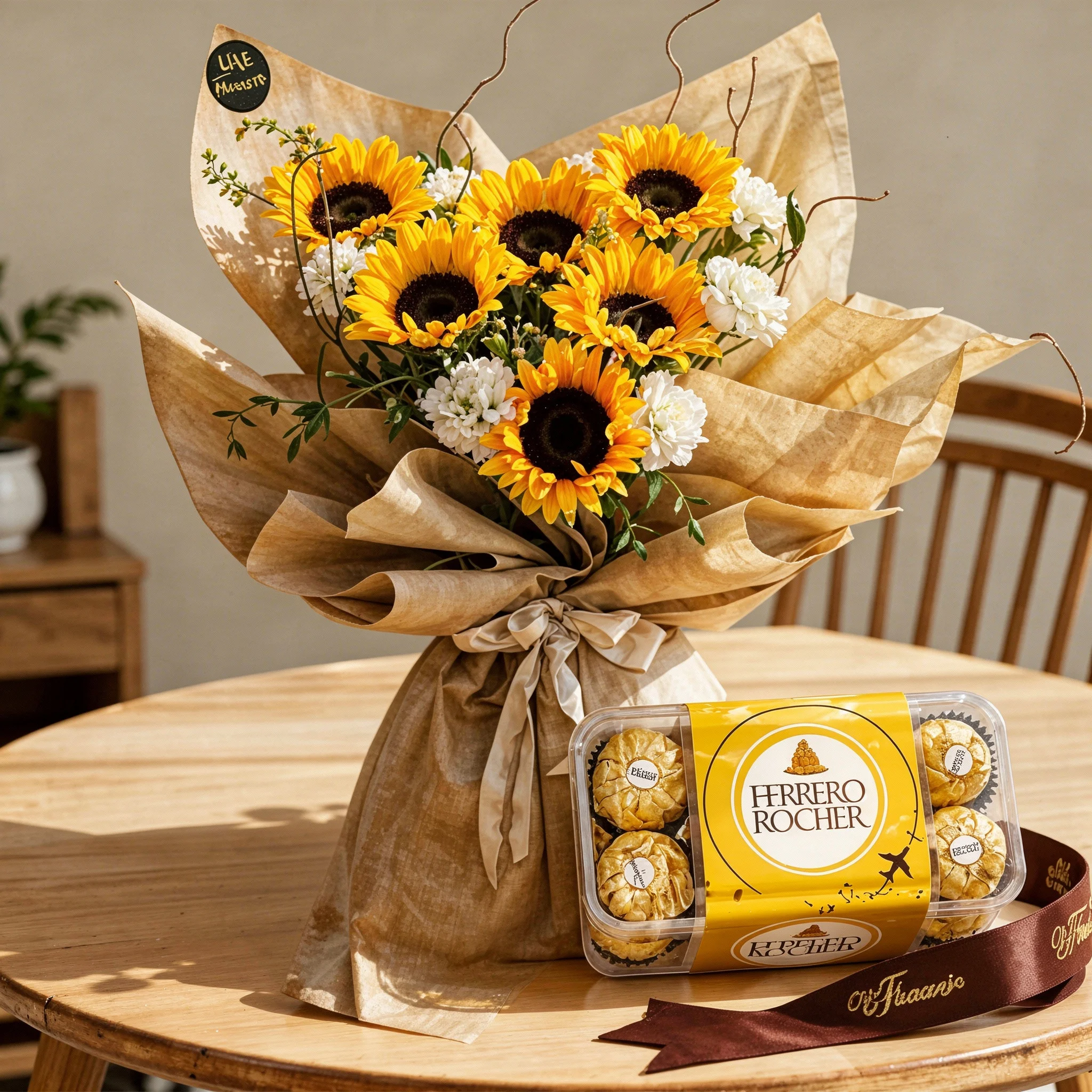 3 Sunflowers with Ferrero 16s