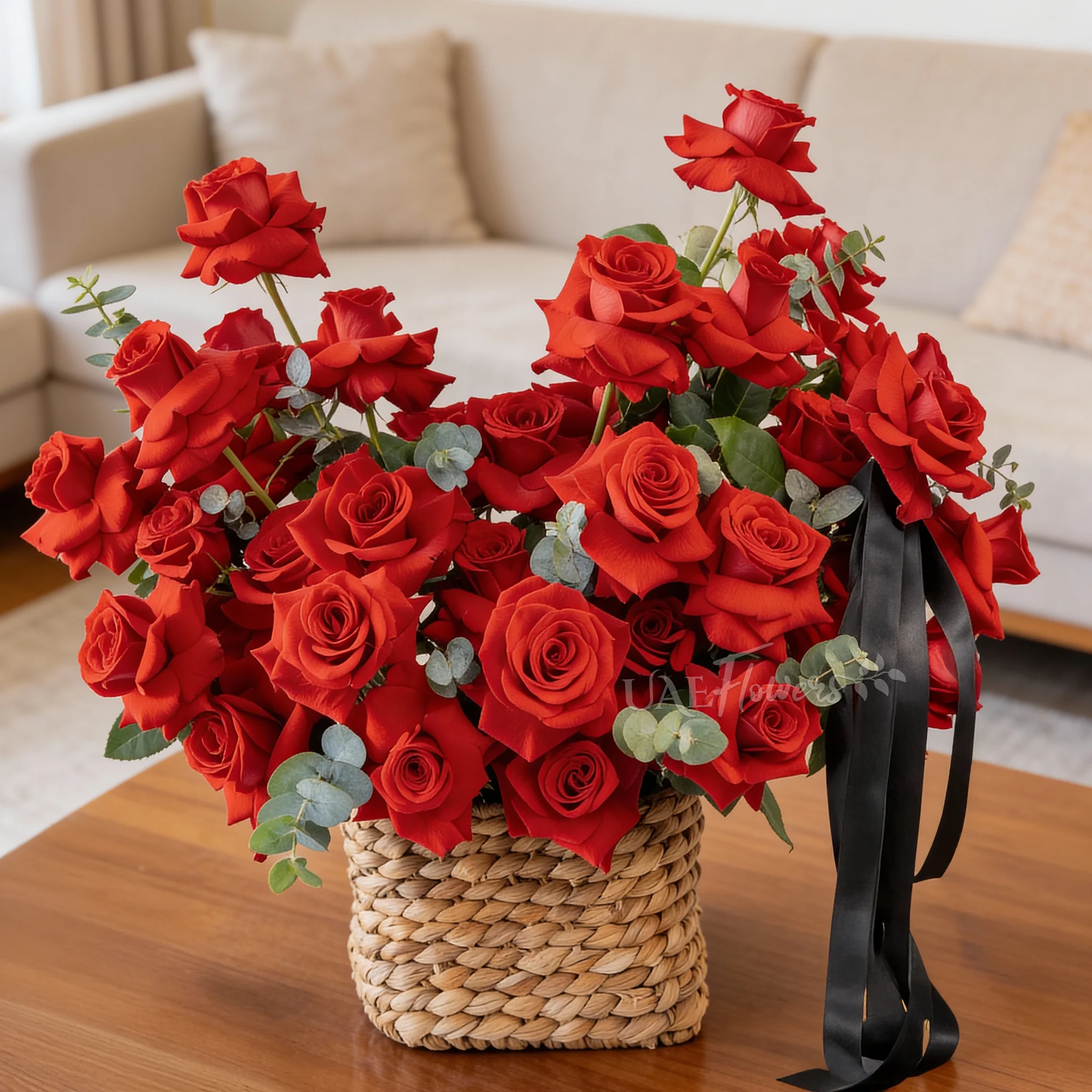 30 Opened Roses in a Basket