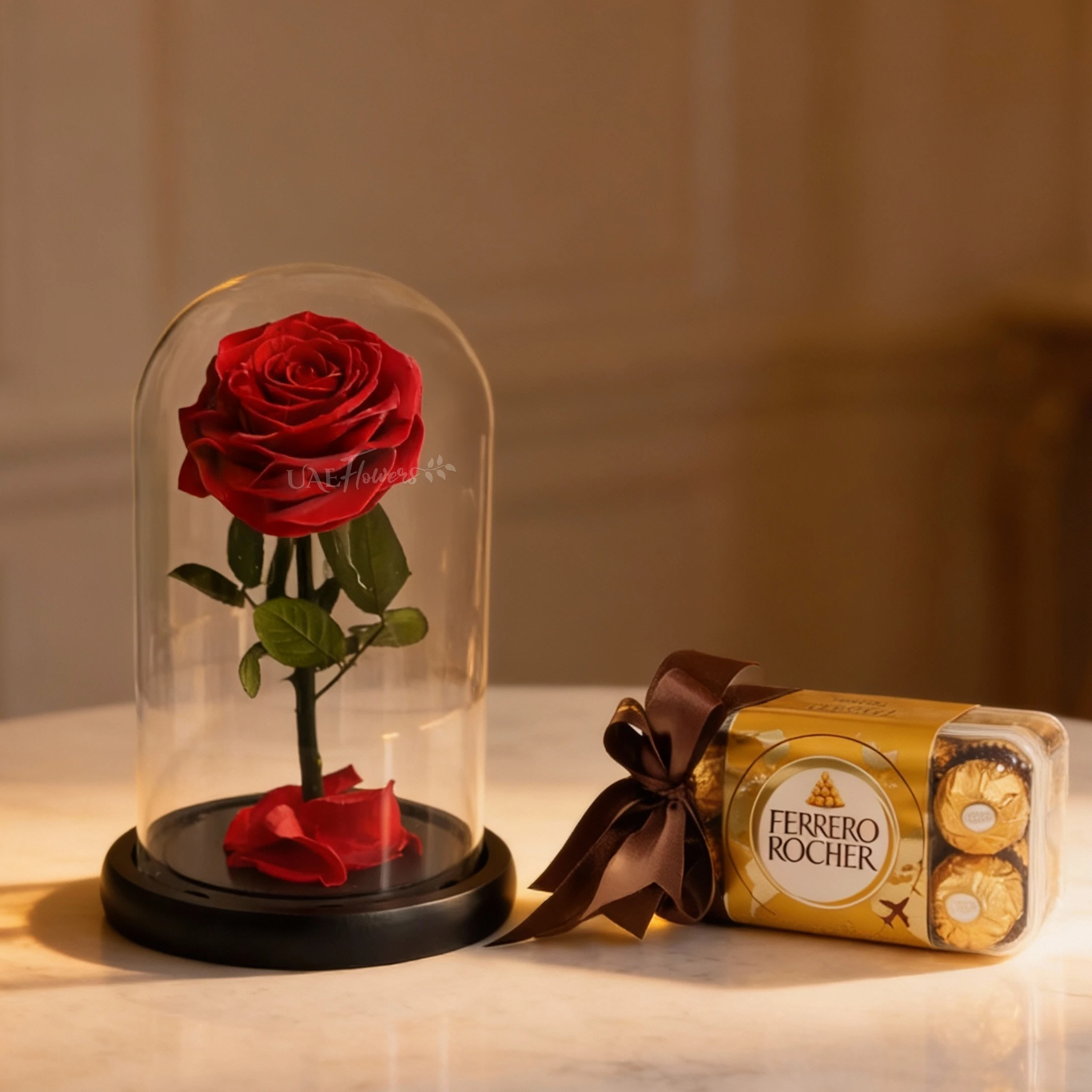 1 Forever Red Rose & 16pcs Ferrero Rocher