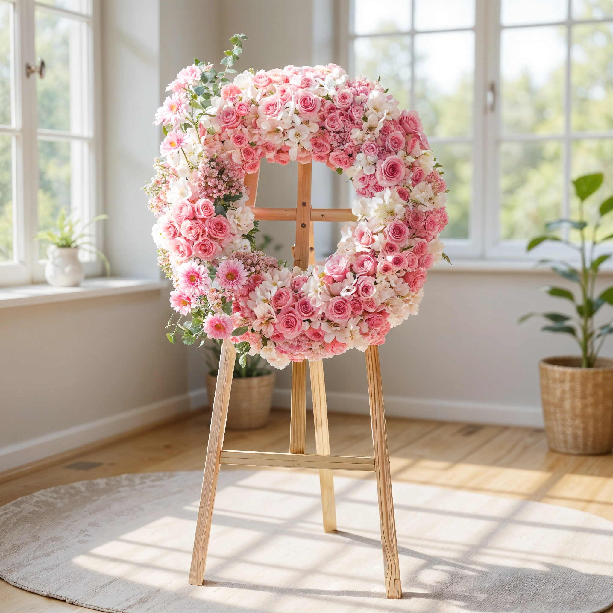 Wreath of Pink & White Flowers