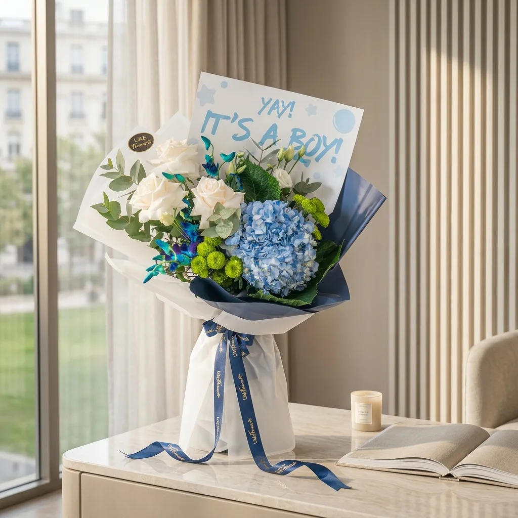 Newborn Baby Boy Congratulations Flower Arrangement