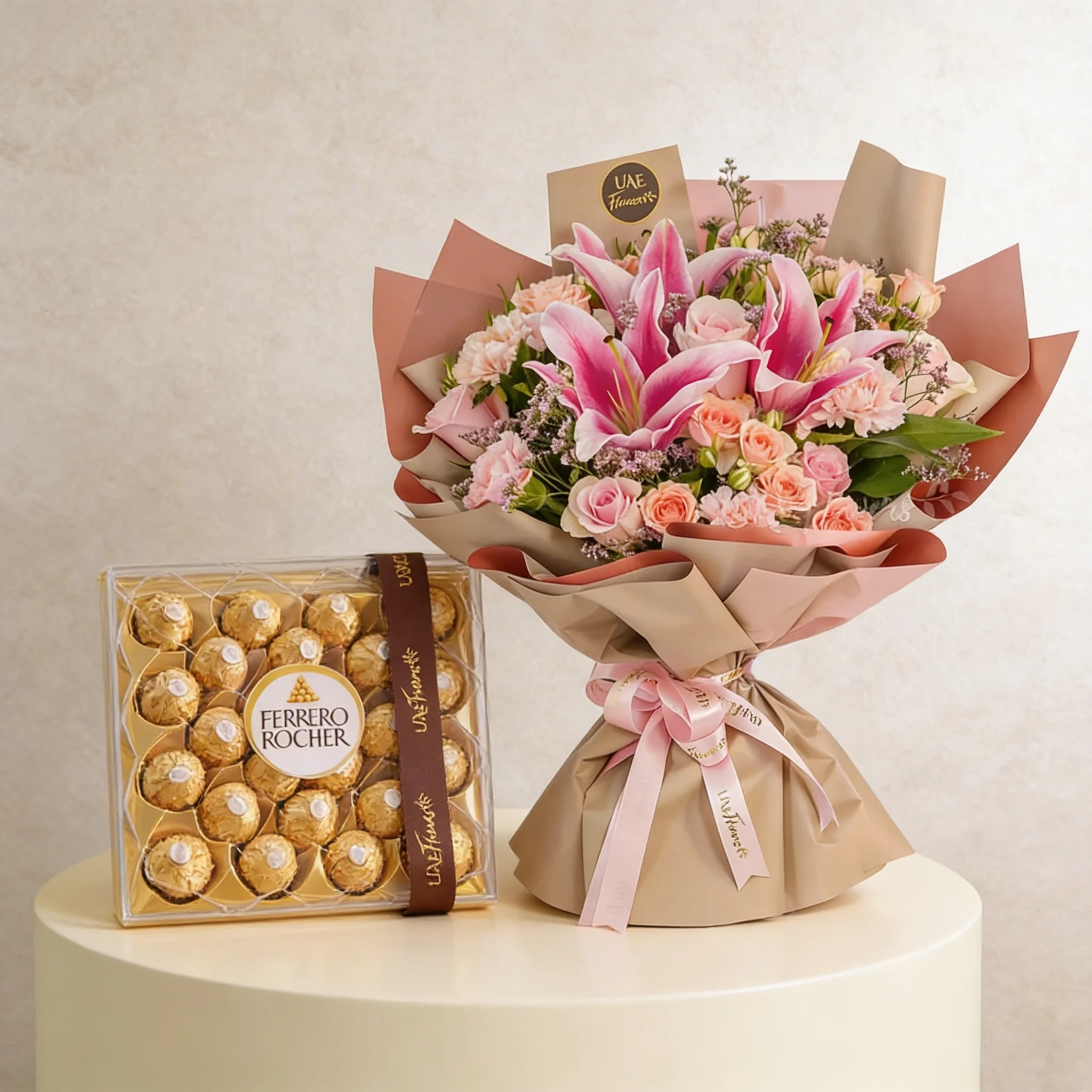 Pink Mixed Bouquet with Ferrero Rocher 24s