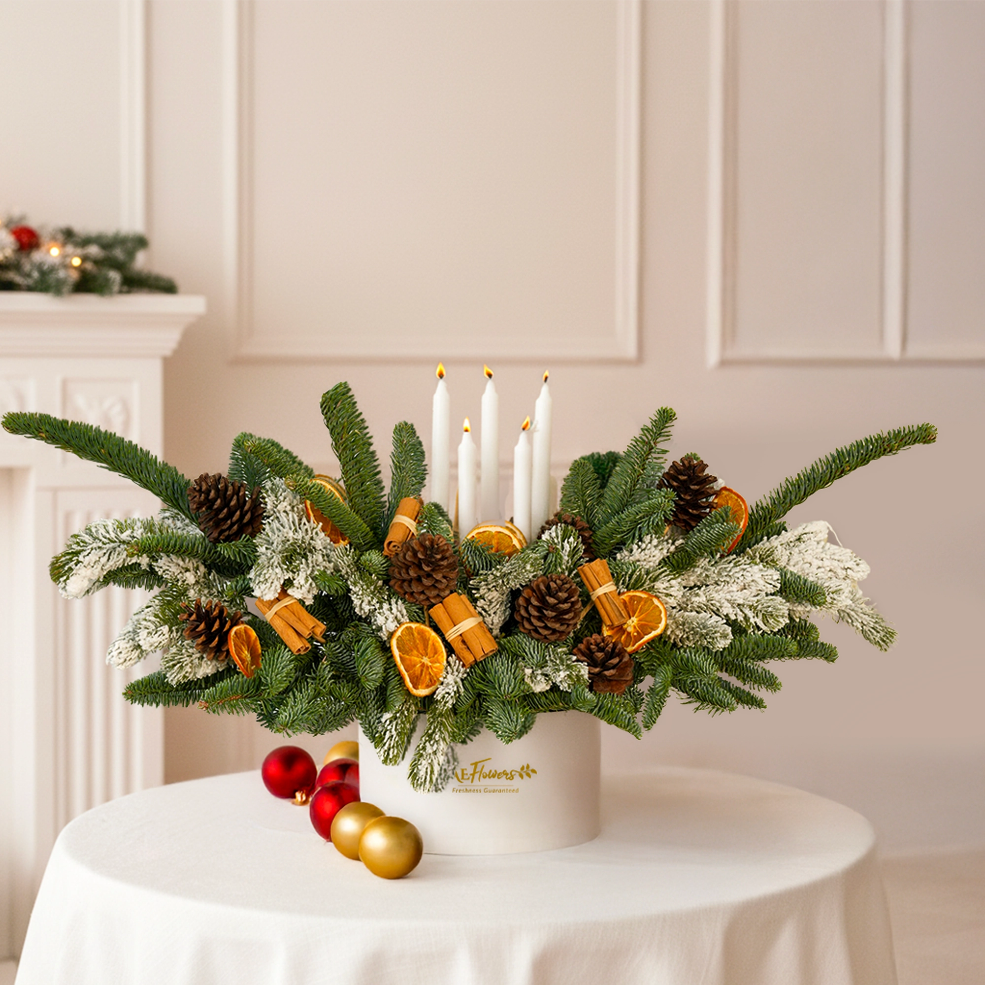 Nordic Evergreen Christmas Candle Centerpiece UAE