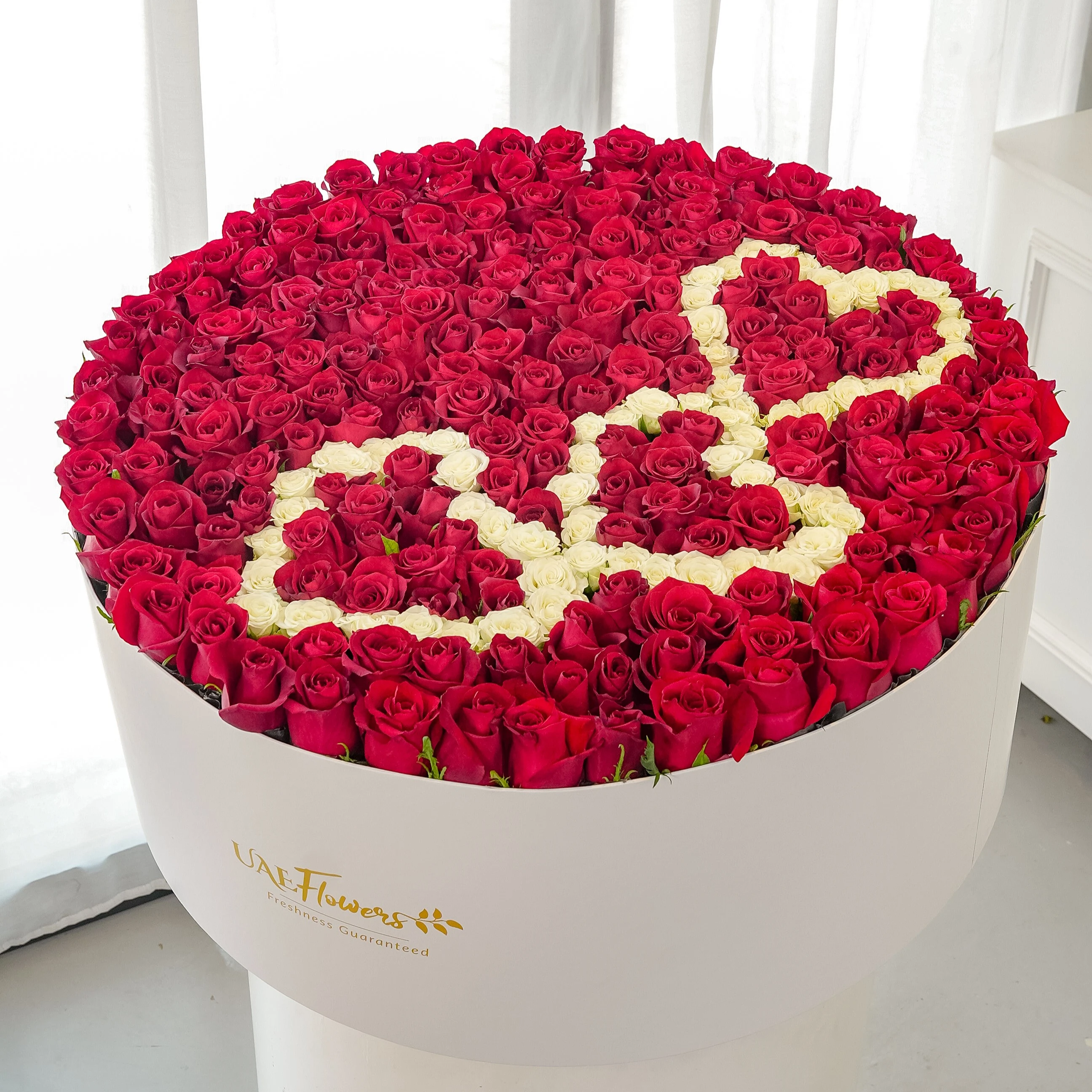Luxury 200 Red & White Roses Triple Heart Box