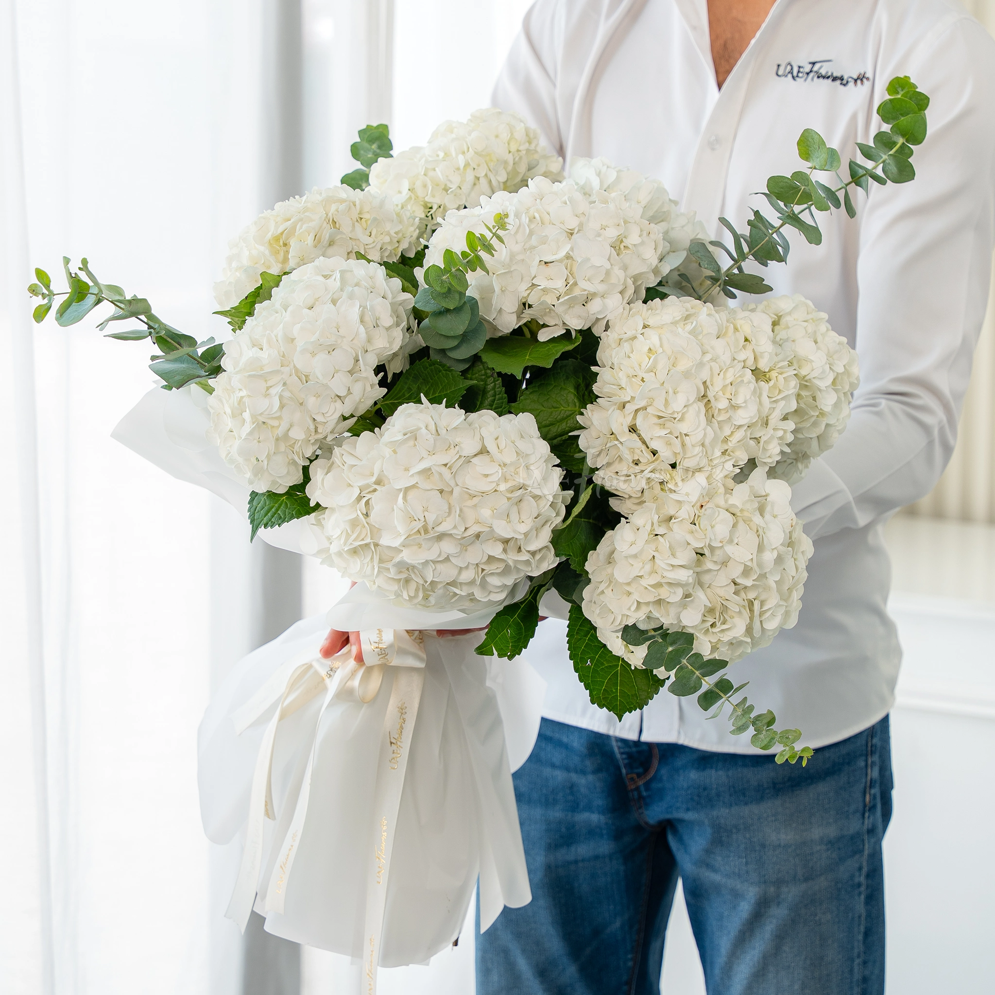 Cloud Nine white hydrangea bouquet