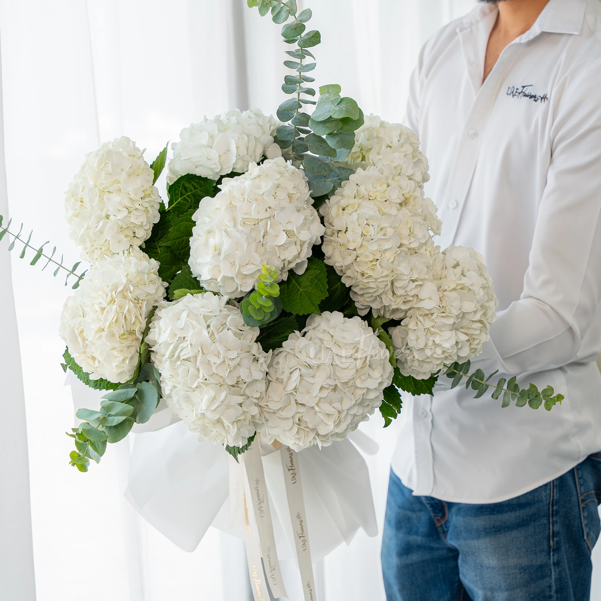 Cloud Nine white hydrangea bouquet