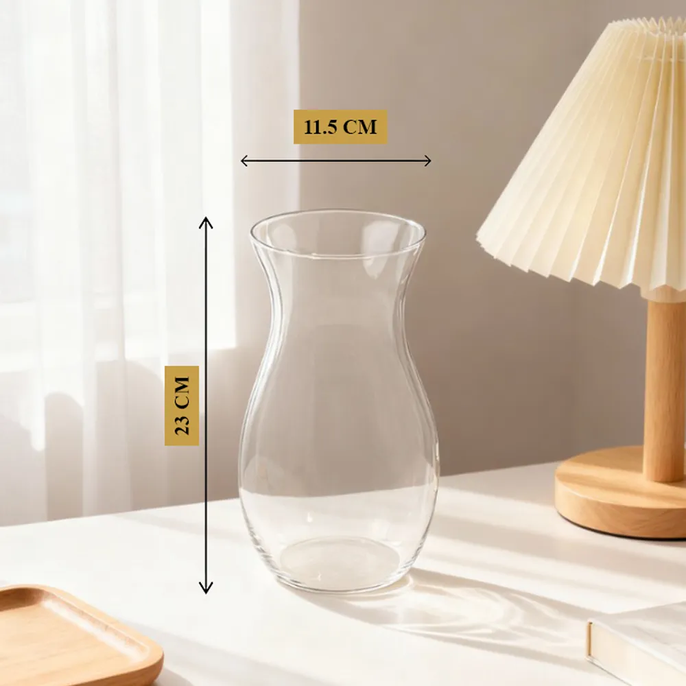 Evoke Hourglass Glass Vase 23 cm clear curved hourglass design
