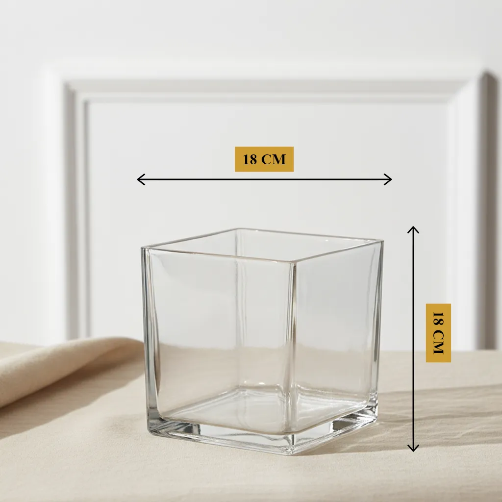 Prime Square Grande Glass Vase 18 cm clear large square cube design