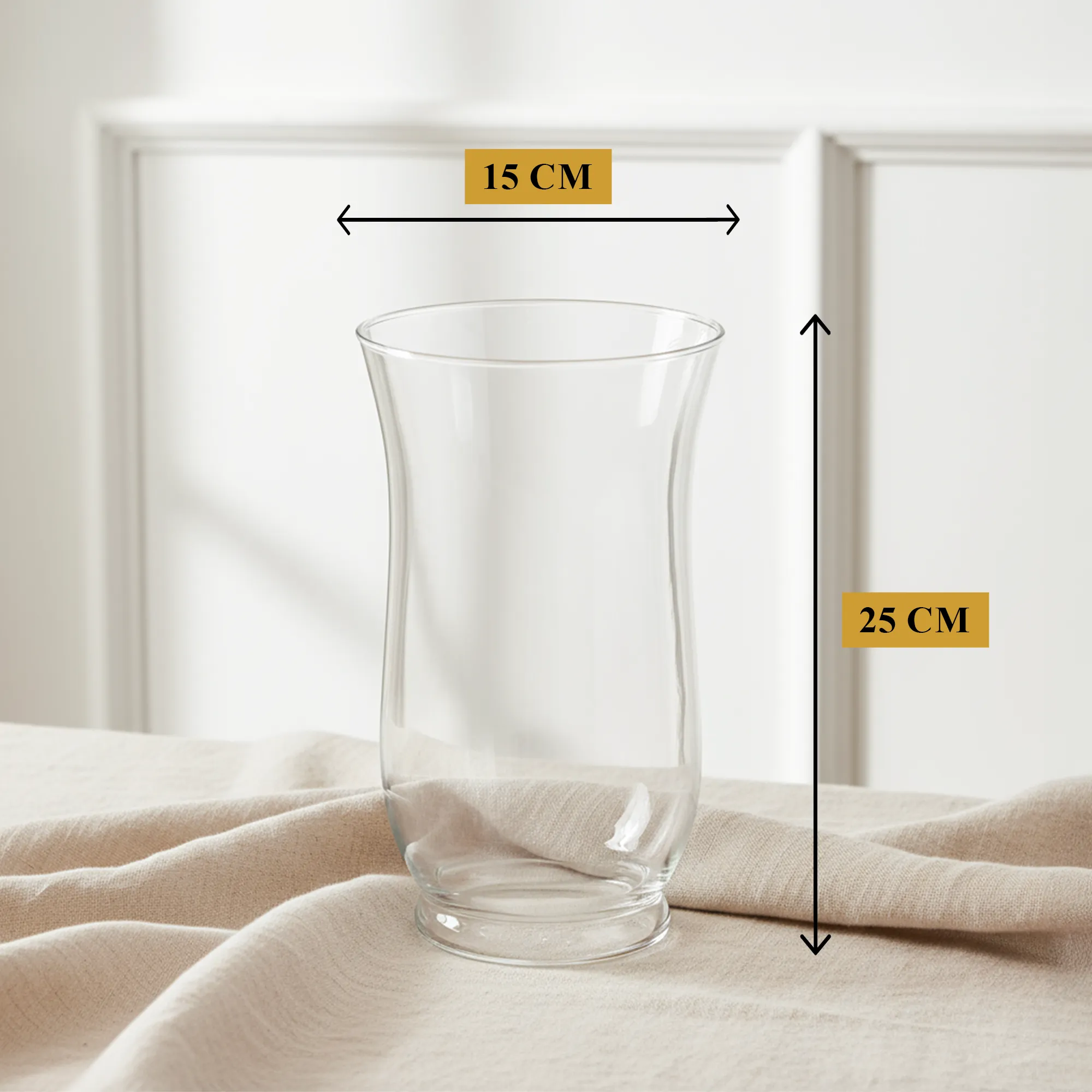 Aura Curve Glass Vase 25 cm clear hourglass design