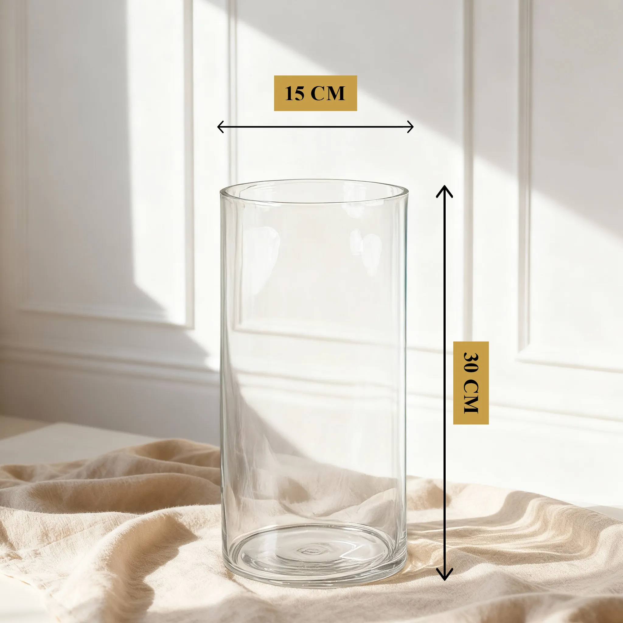 Solis Tall Cylinder Glass Vase 30 cm clear tall design