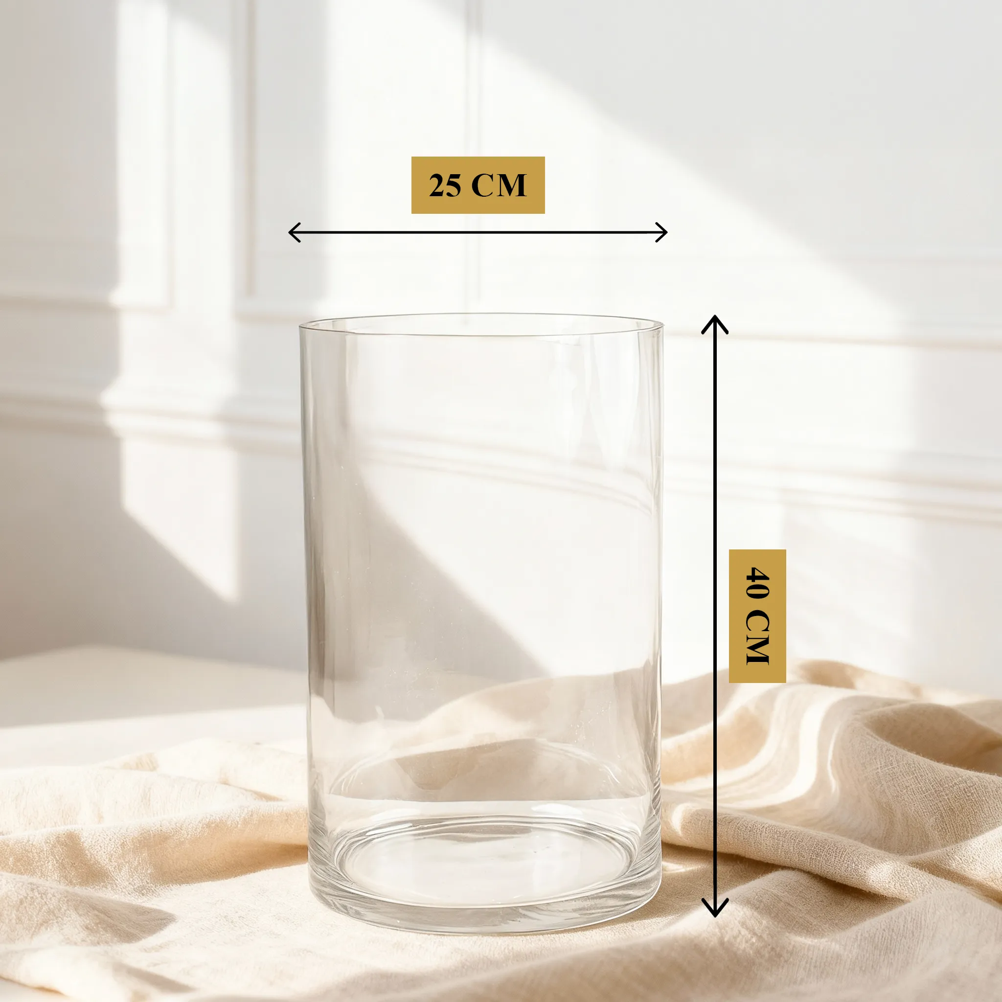 Atlas Grande Cylinder Glass Vase 40 cm tall clear cylinder design