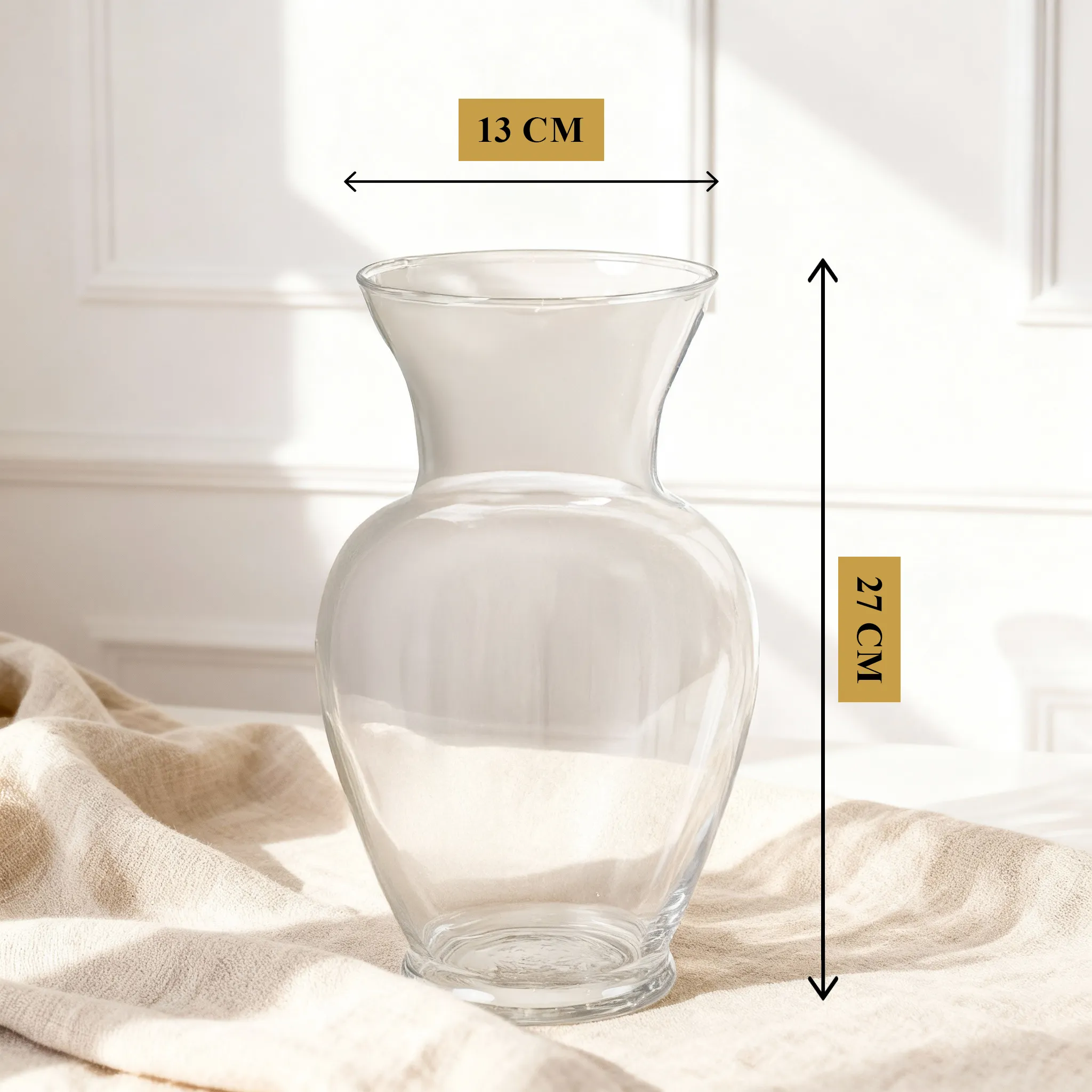 Serene Flare Glass Vase 27 cm wide flared clear design