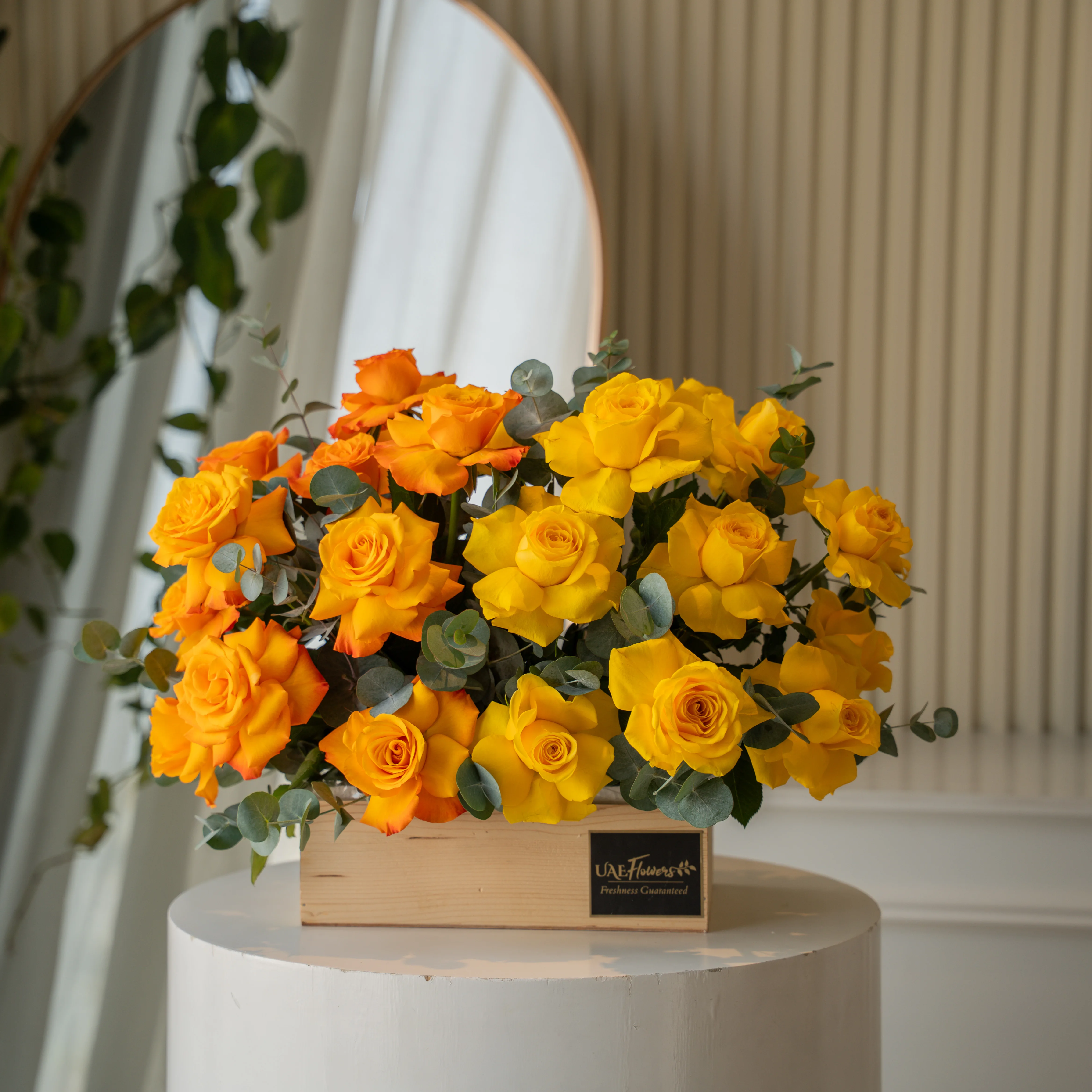 Golden Harmony Tray - Diwali Flowers Dubai