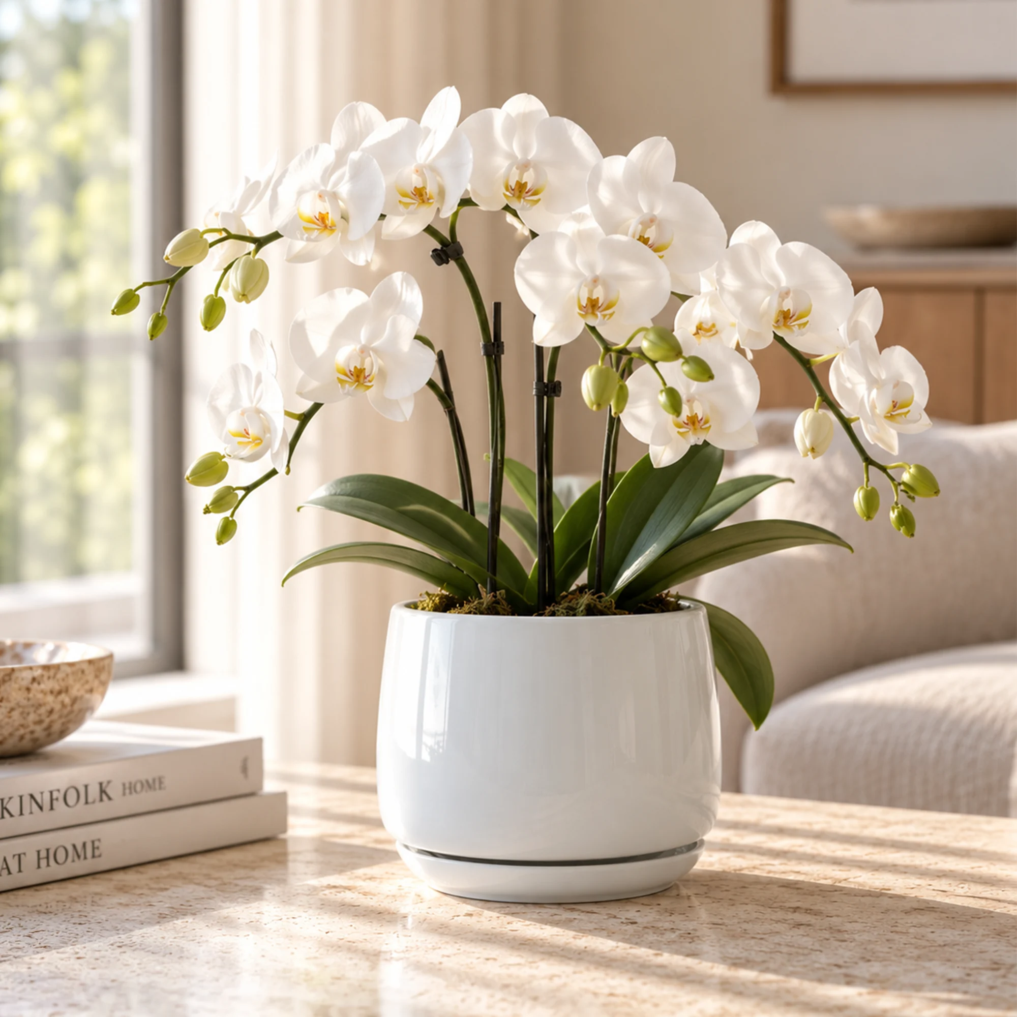 White ceramic plant pot 19 × 18 cm for indoor plants