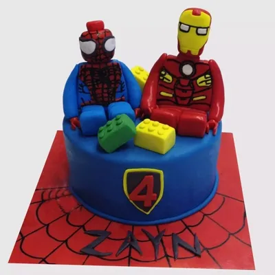 Iron Man And Spiderman Truffle Cake