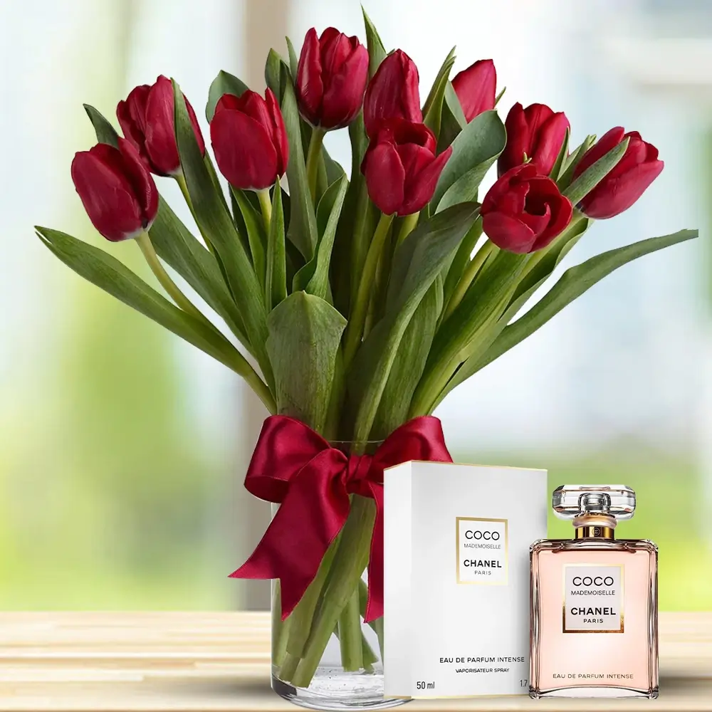 Red Tulips & Chanel Coco L EDP 50ML