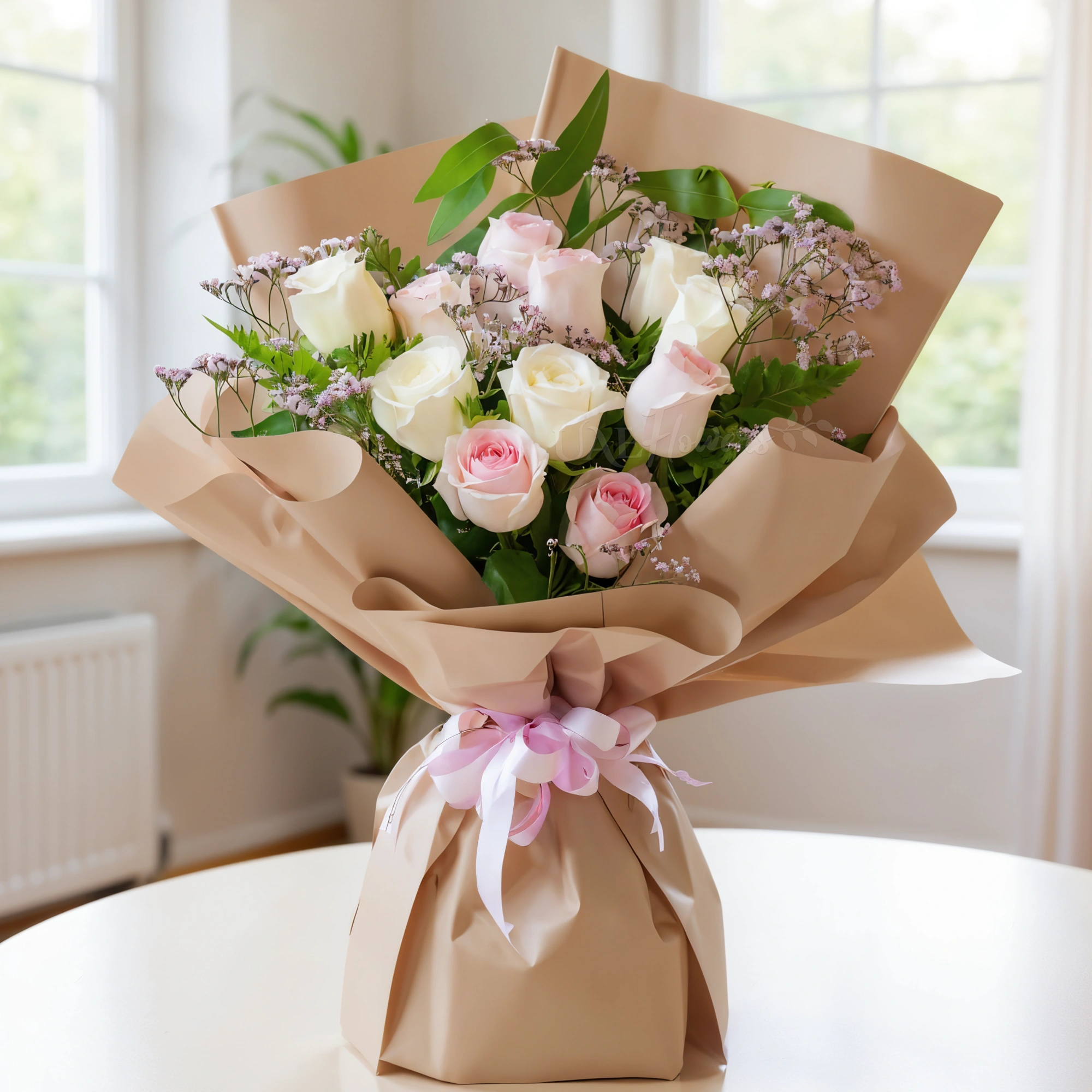 5 white roses and 6 pink roses