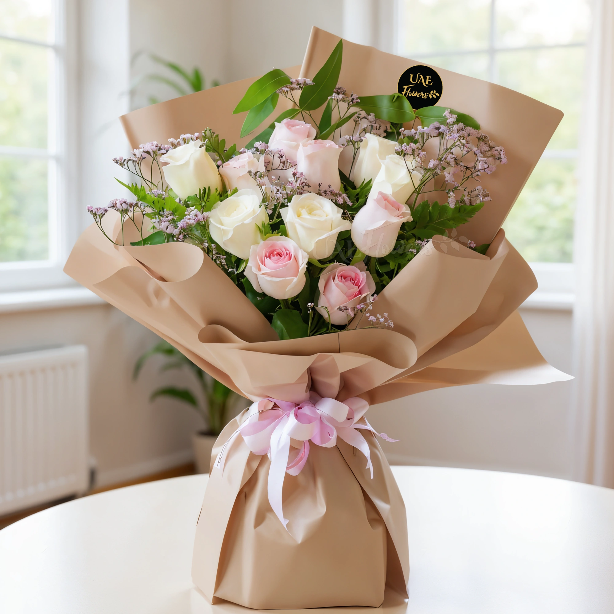5 white roses and 6 pink roses