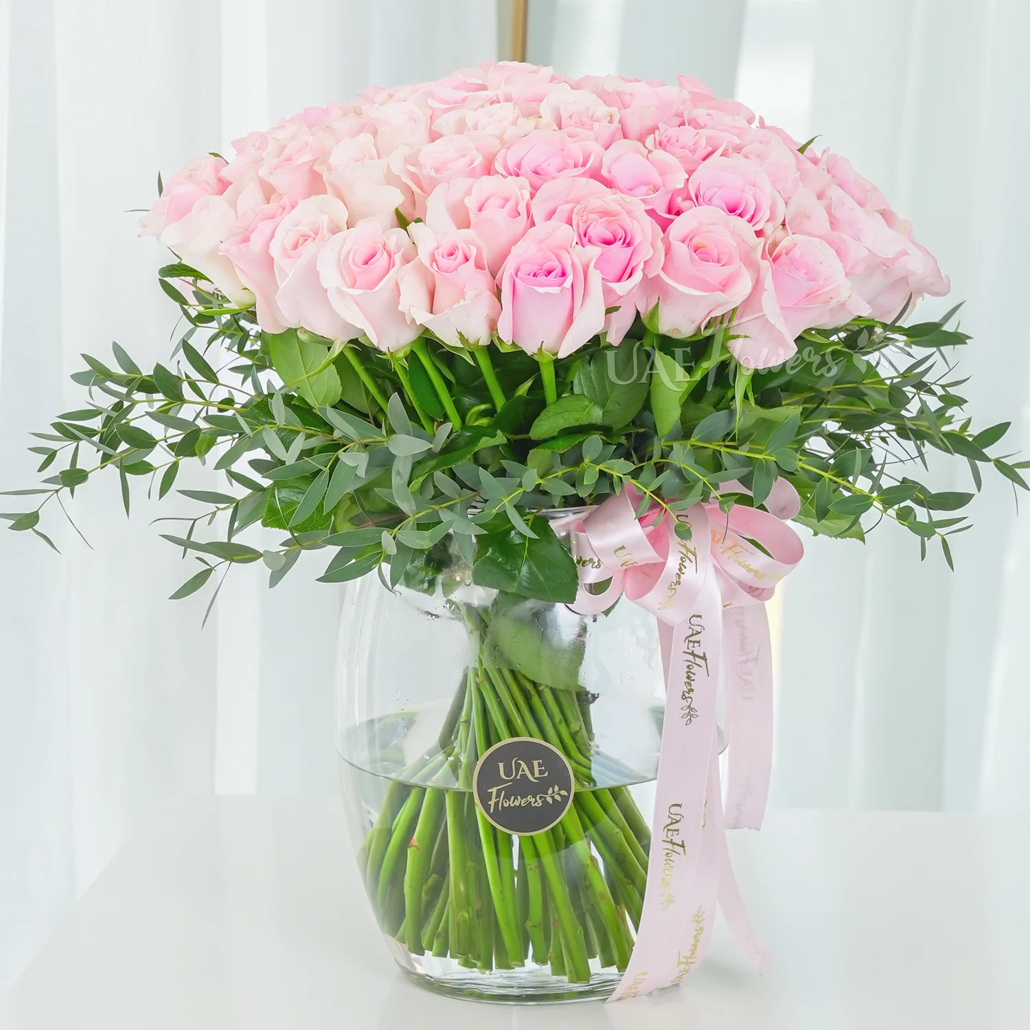 Vase of 40 Pink Roses