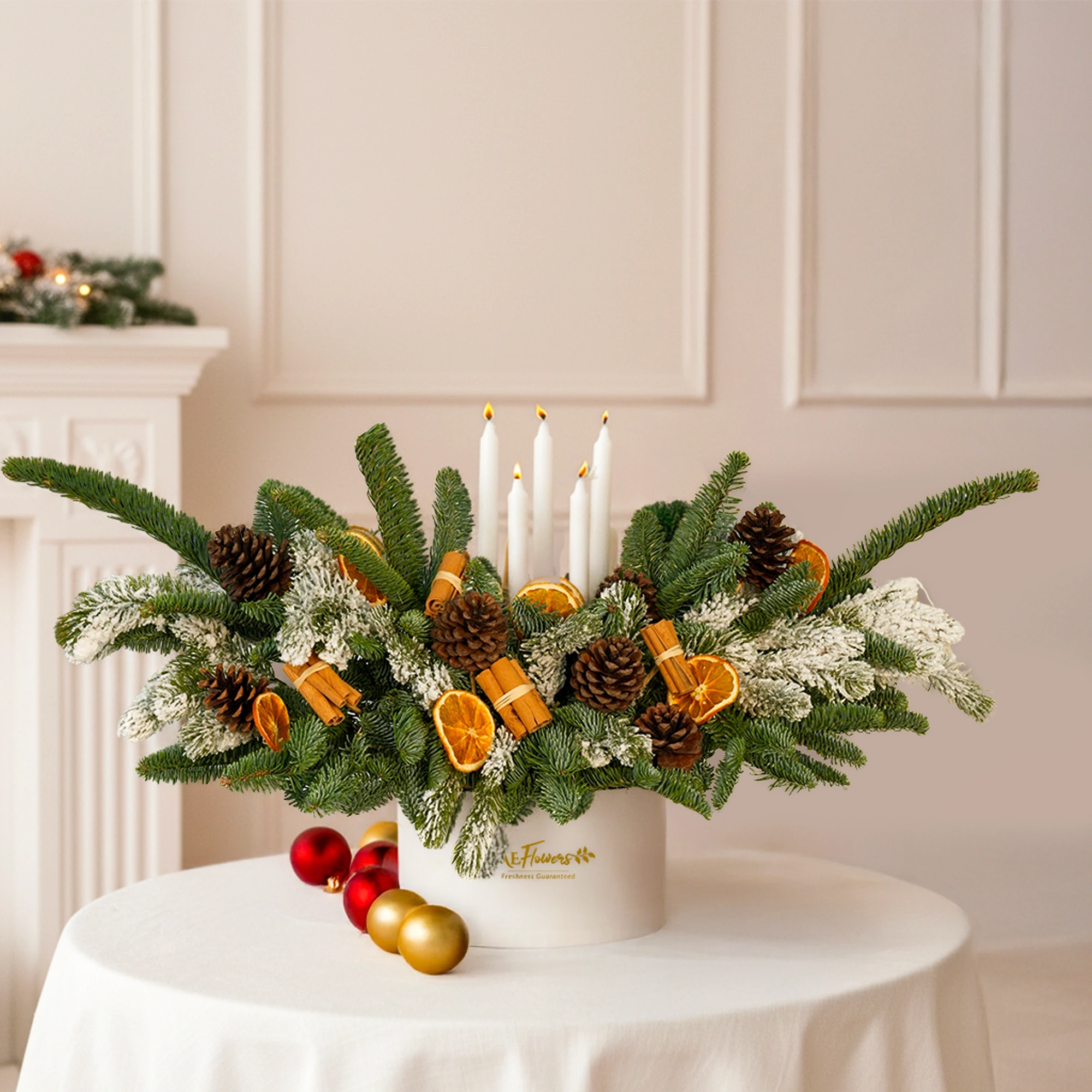 Nordic Evergreen Christmas Candle Centerpiece UAE