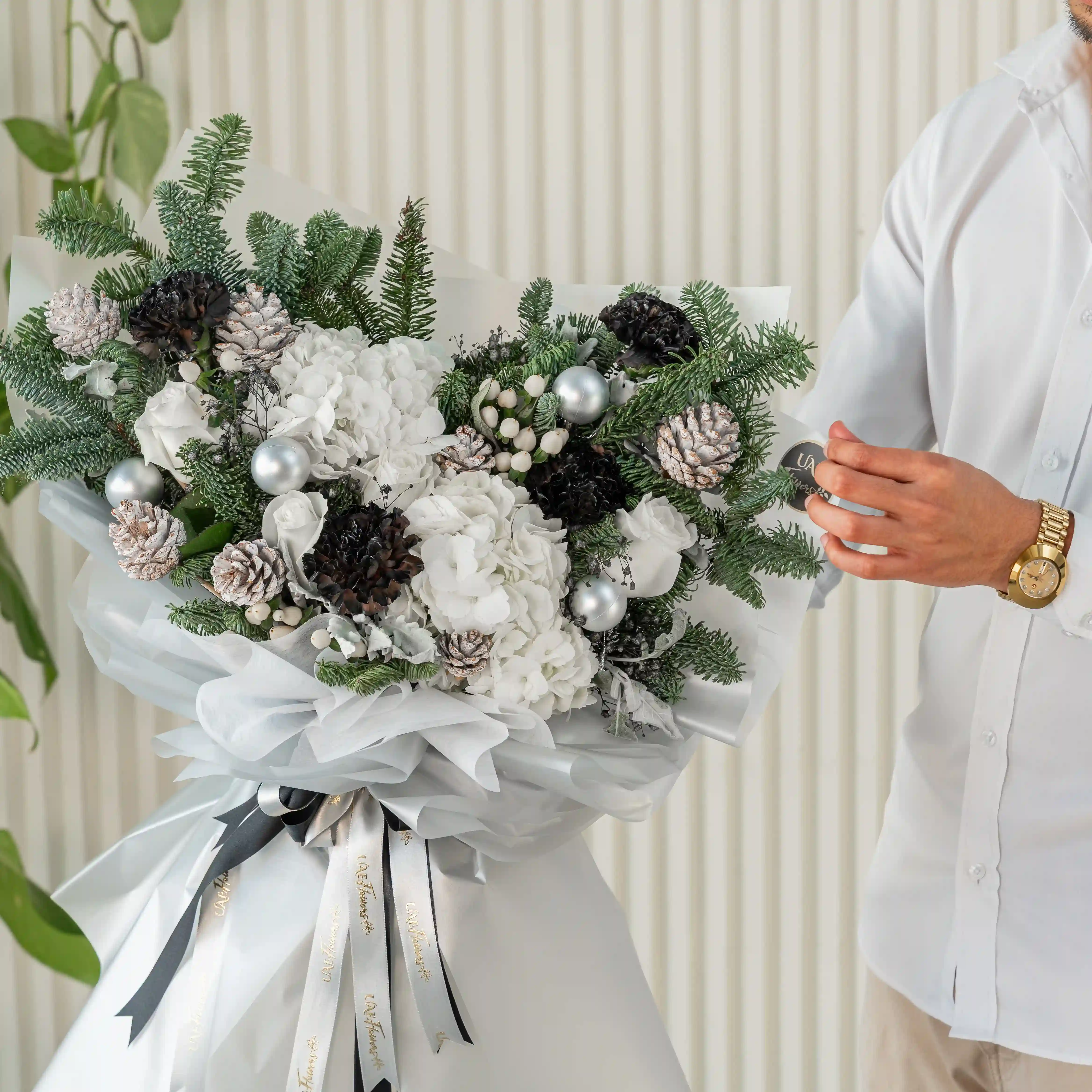 Order Monochrome Xmas Bouquet | Same-Day Delivery
