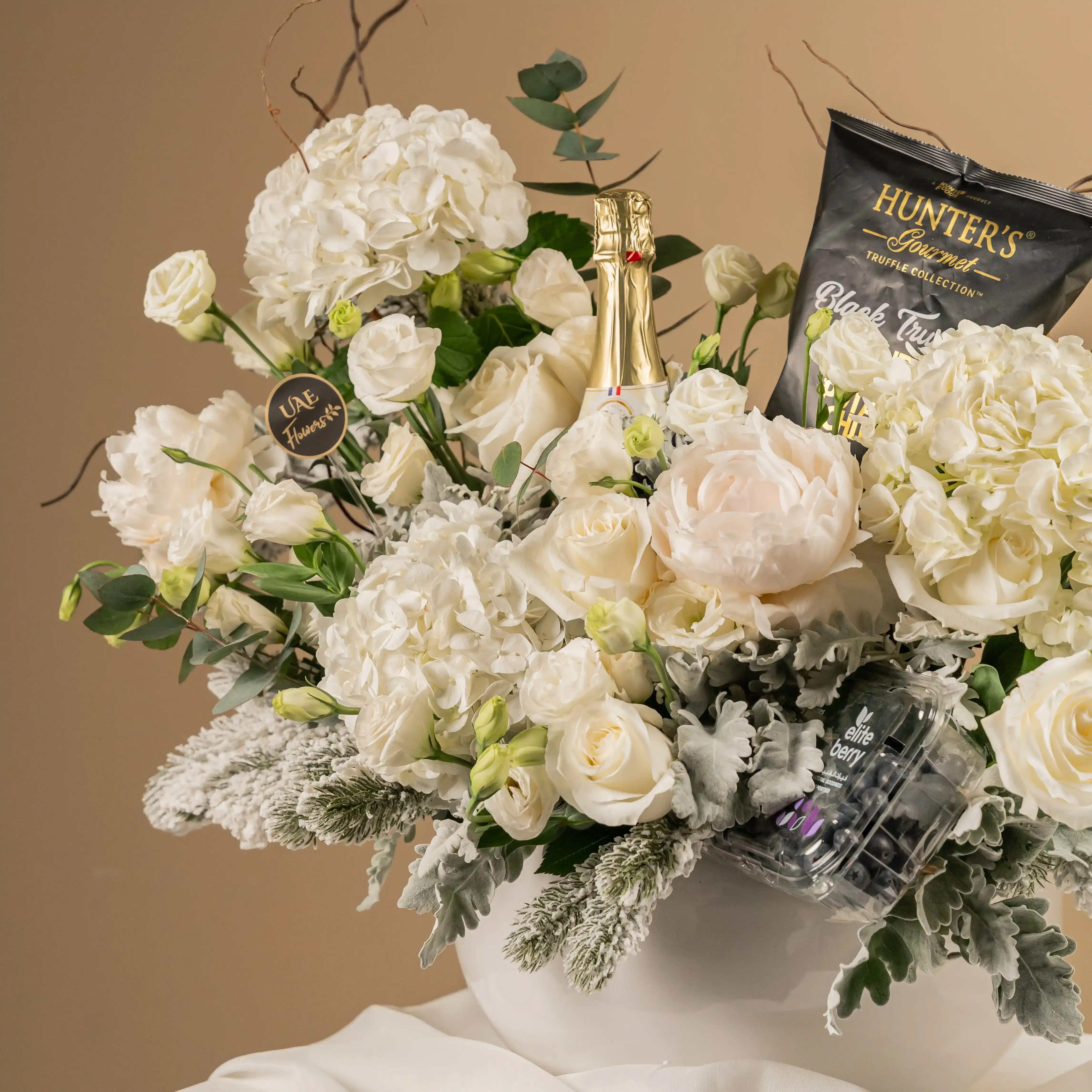 Winter White Luxe Vase | Premium Flowers & Gourmet Hamper