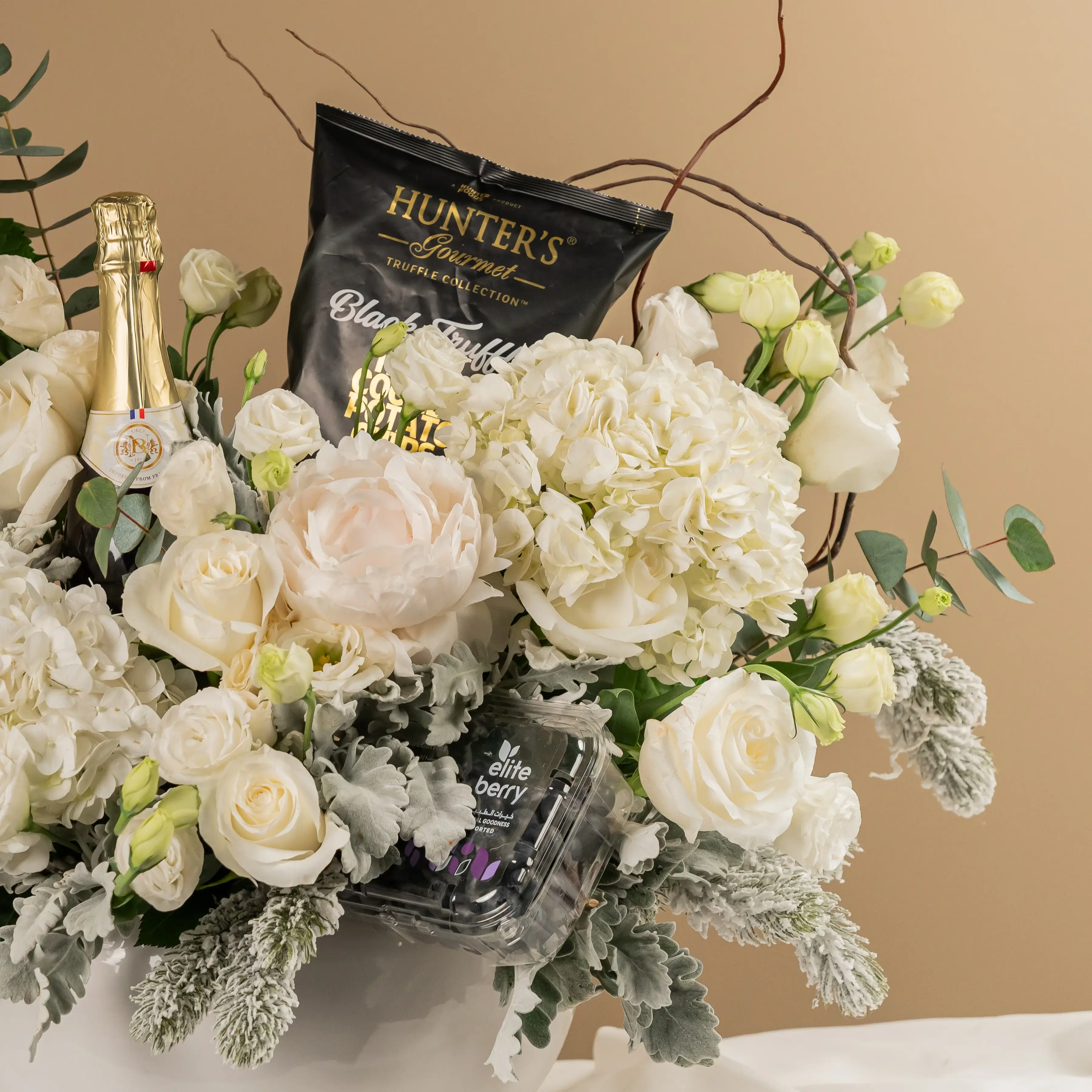 Winter White Luxe Vase | Premium Flowers & Gourmet Hamper
