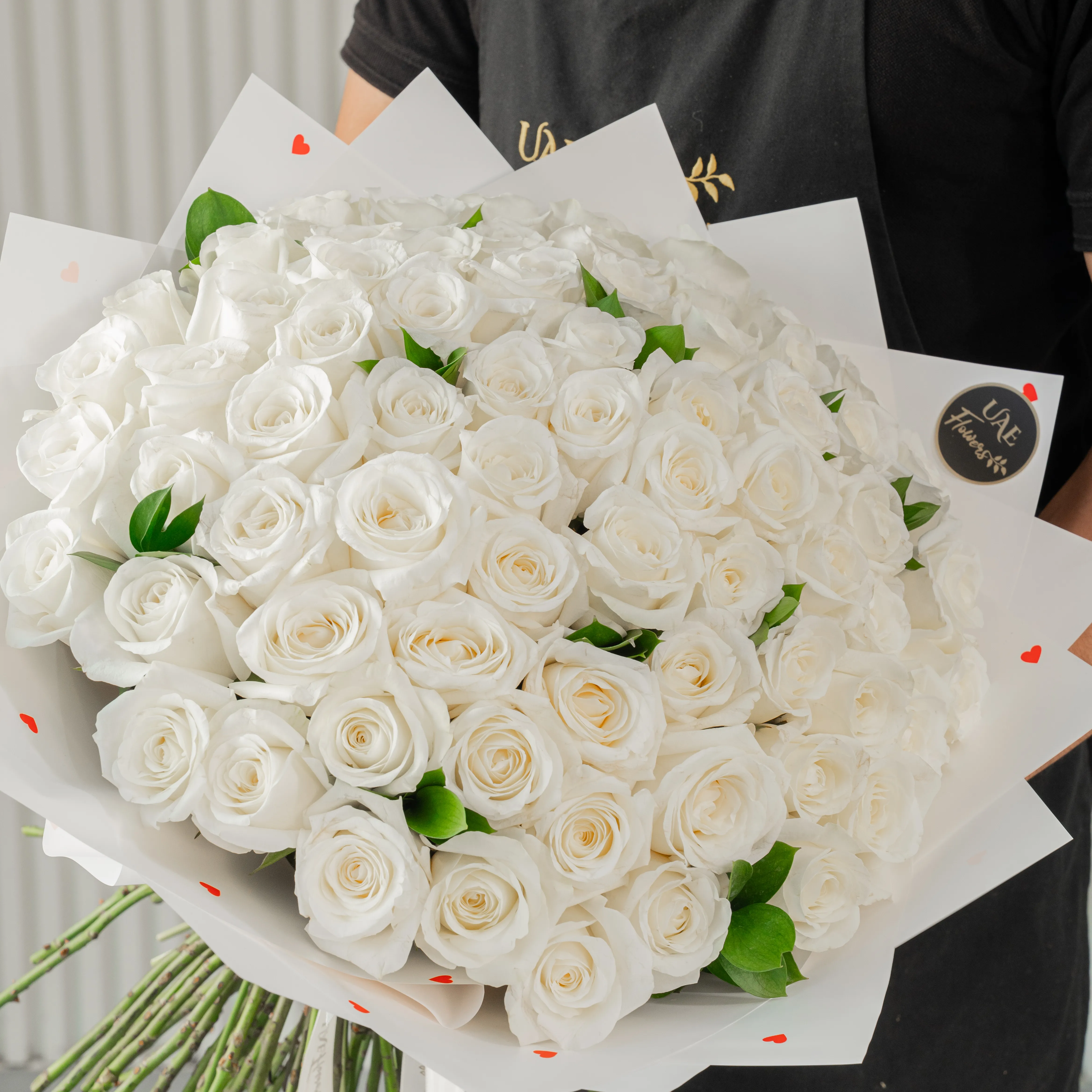40 White Roses Handtied Bouquet