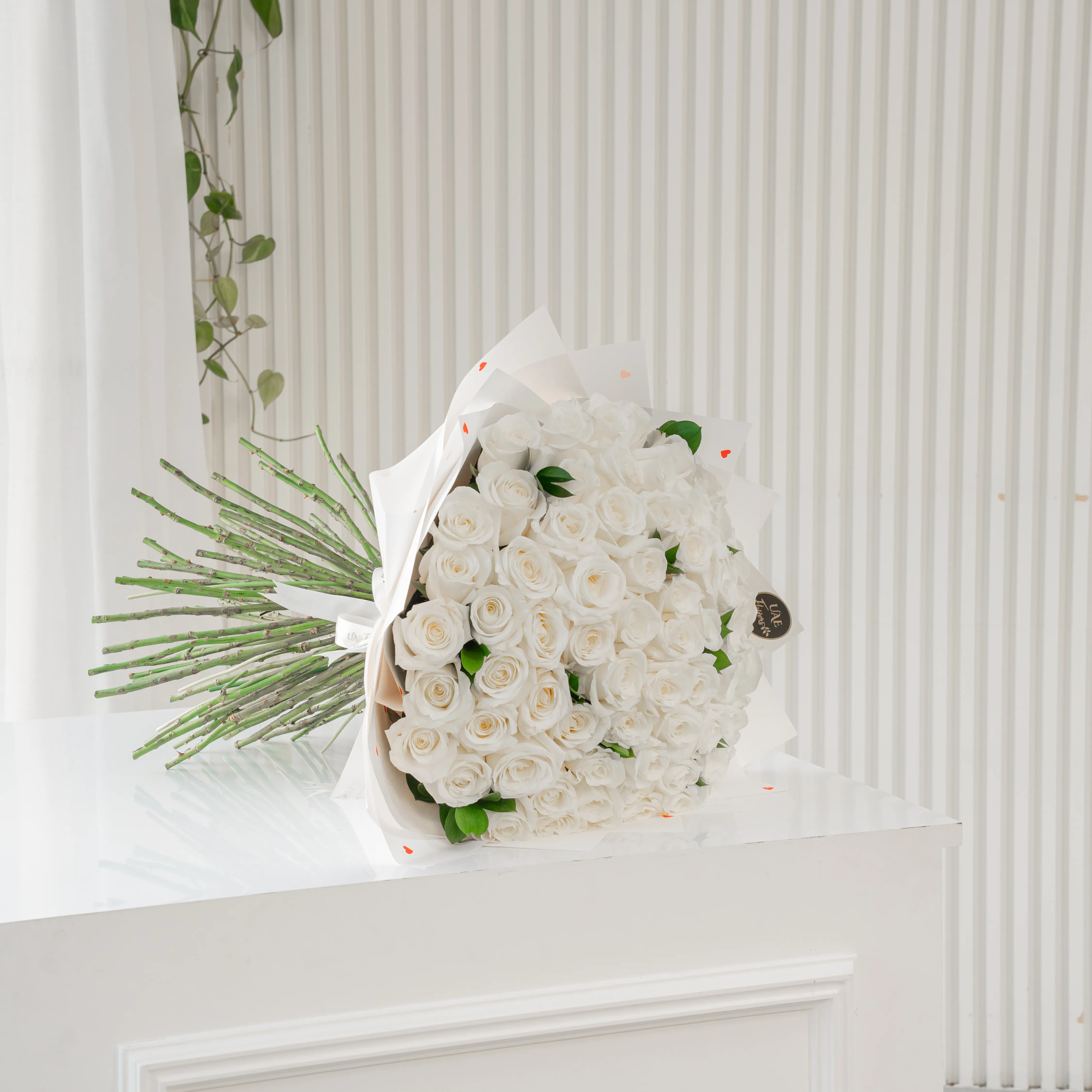 40 White Roses Handtied Bouquet