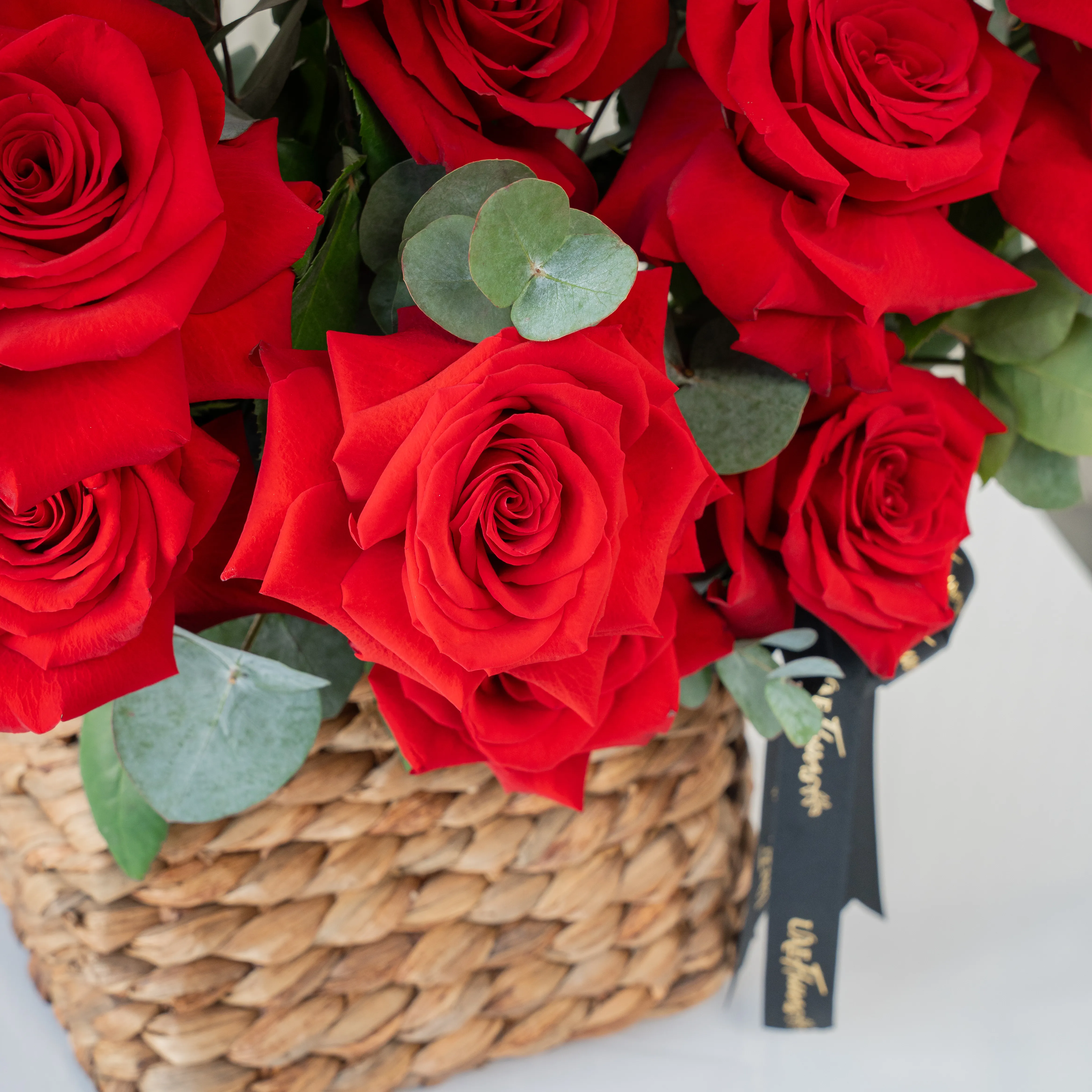 30 Opened Roses in a Basket
