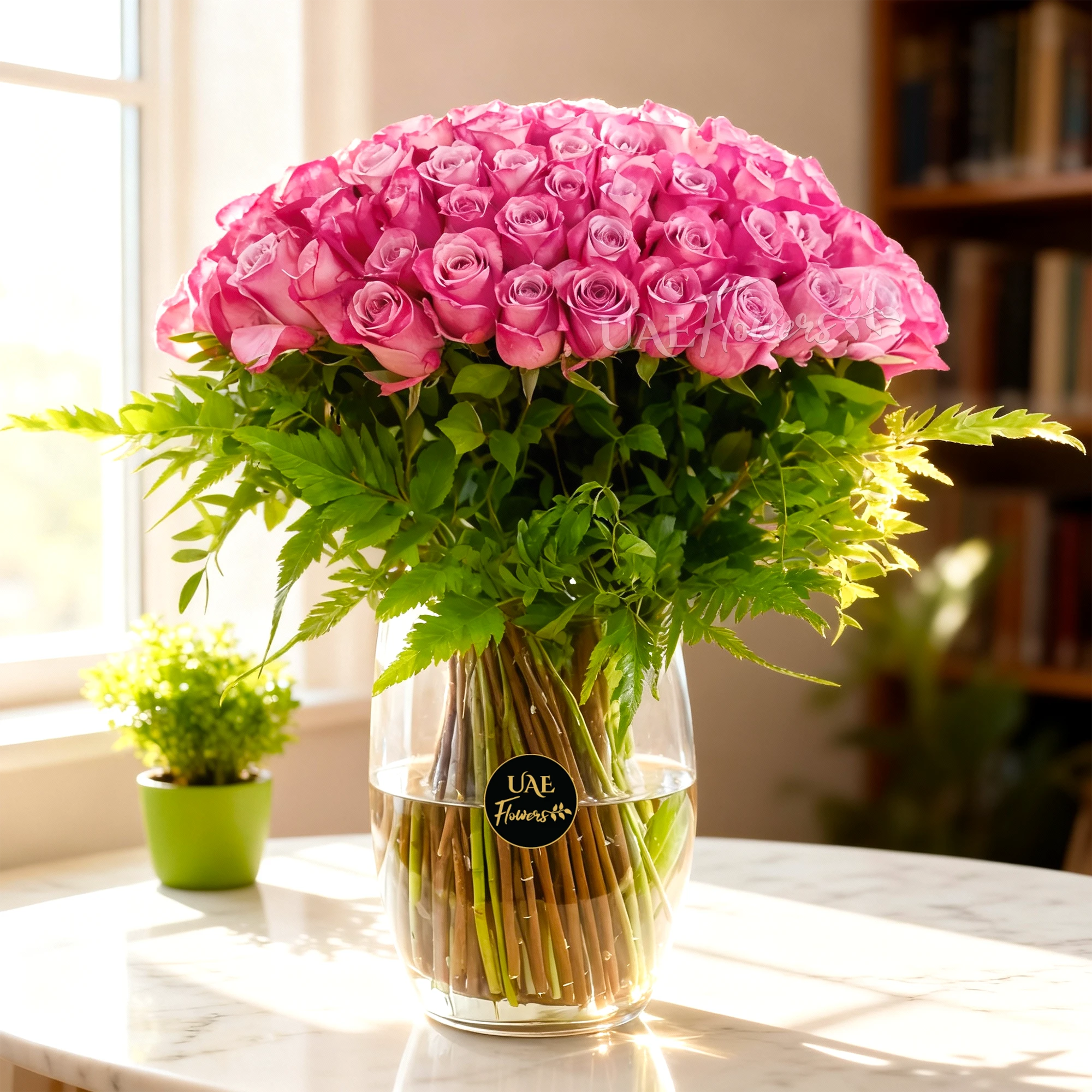 100 Stunning Purple Roses Vase