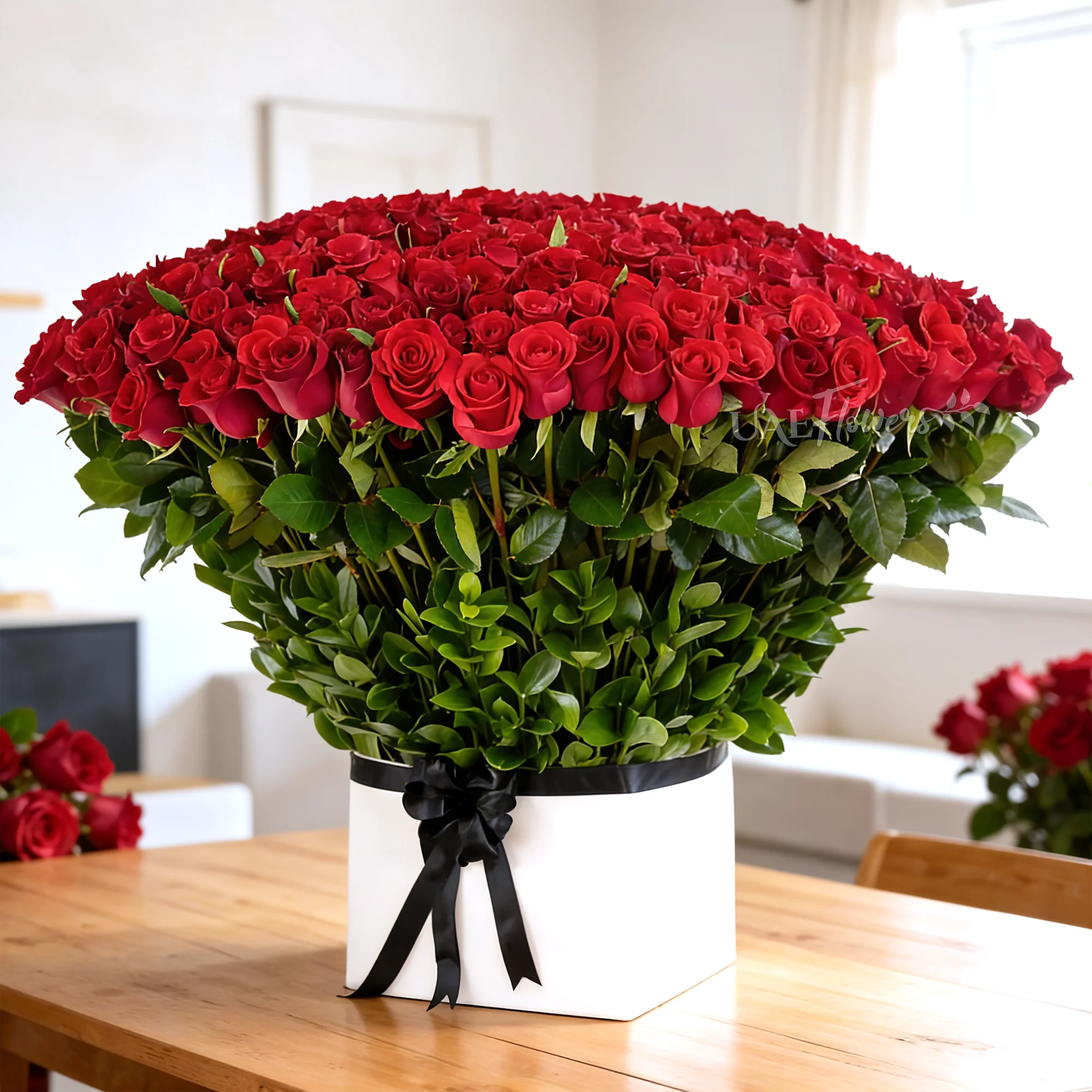 Bouquet of 500 Red Roses with green fillers
