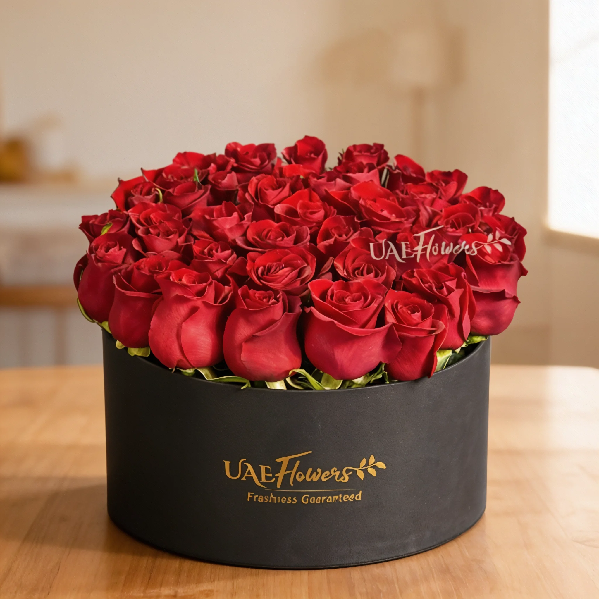 30 Red Roses in a premium black round box