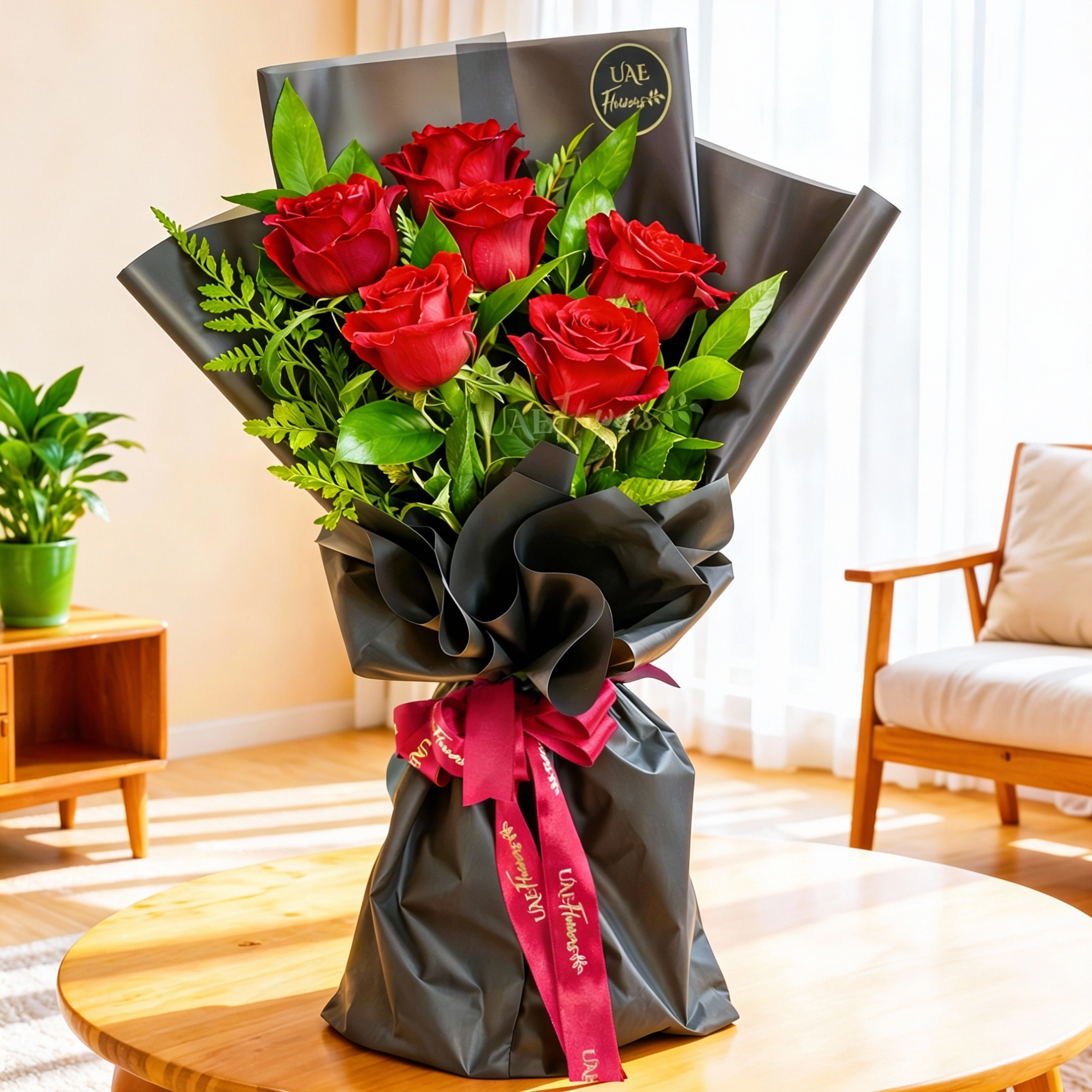 bouquet of 6 red roses