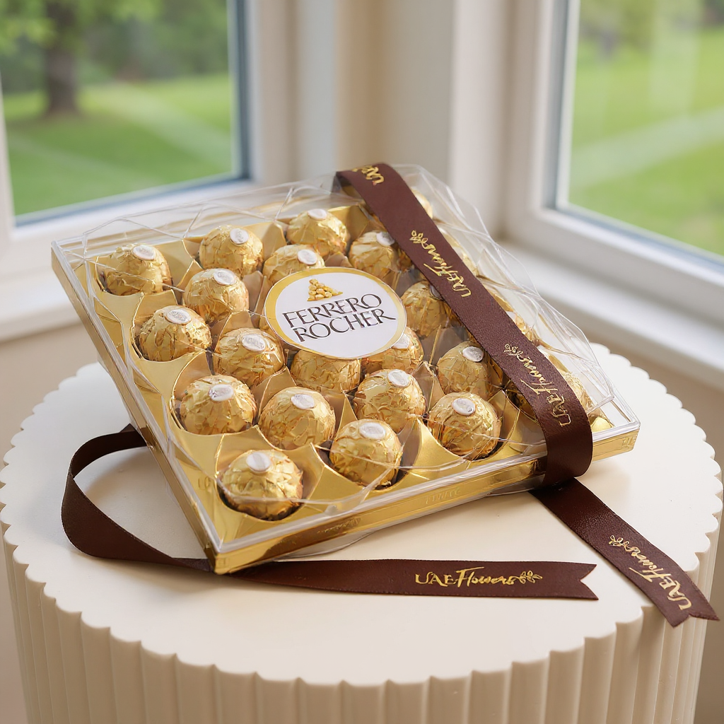 A box containing 24 pieces of ferrero rocher chocolates