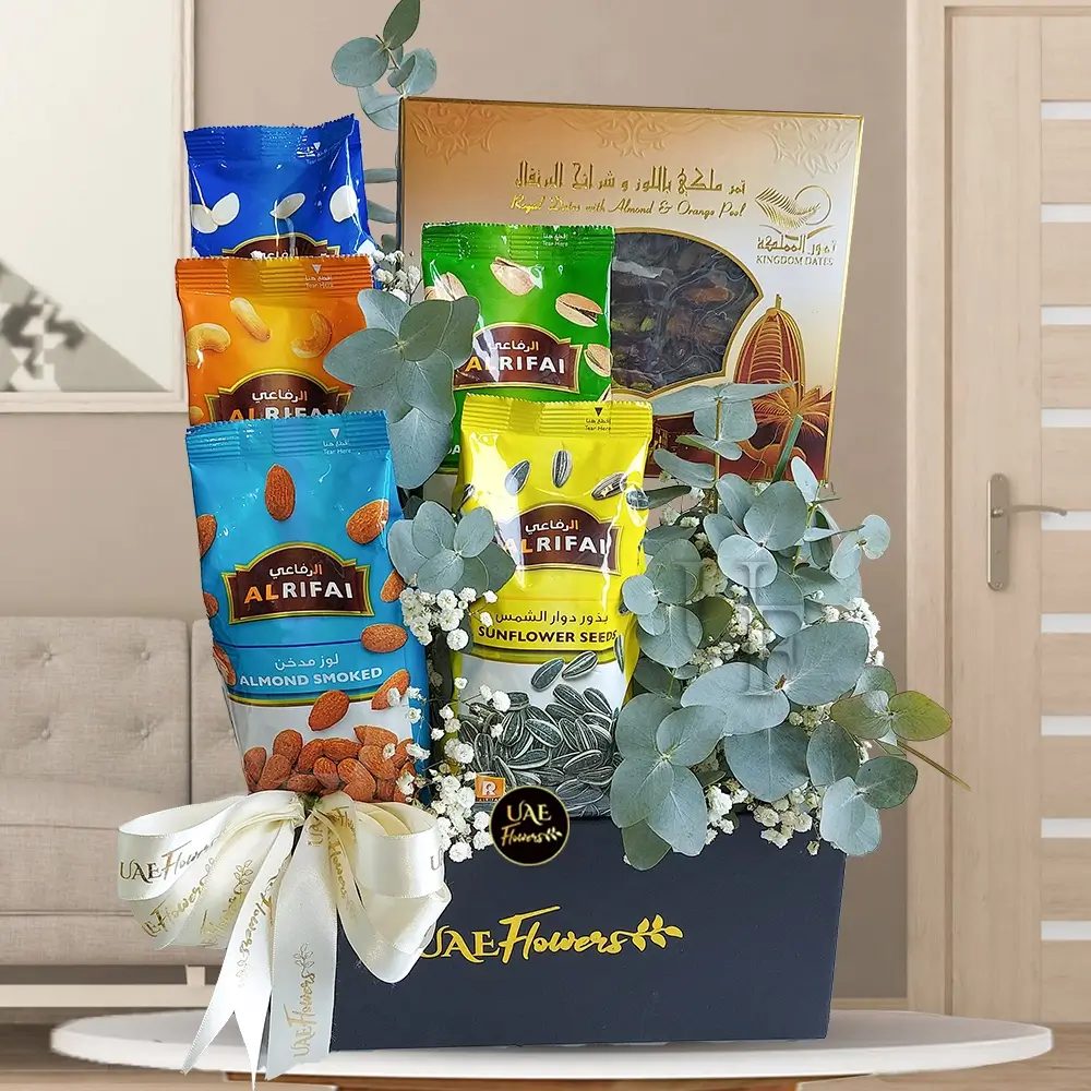 Dry fruits hamper in a black box