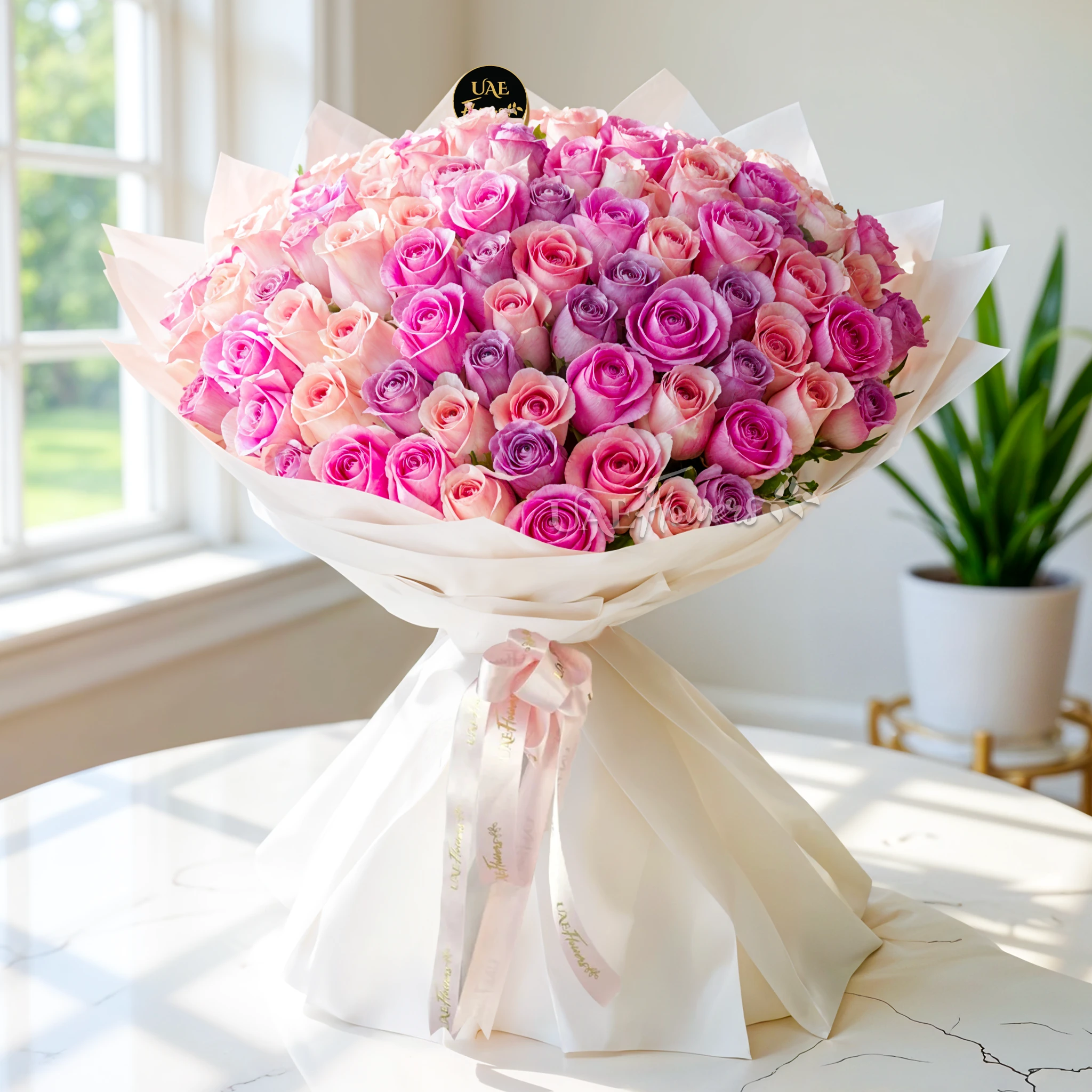 bouquet of fresh pastel roses