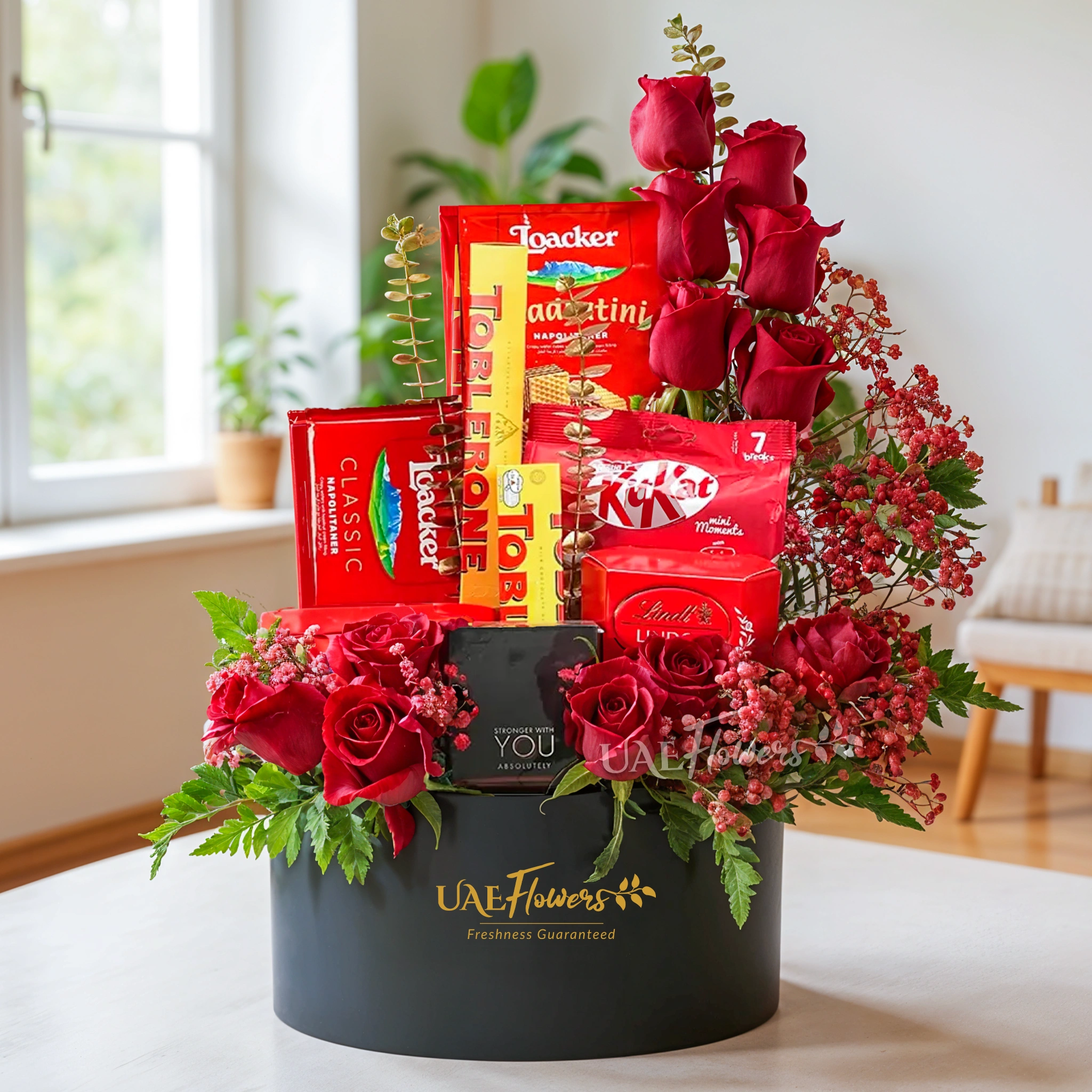 Flowers with Chocolates & Perfume in Box