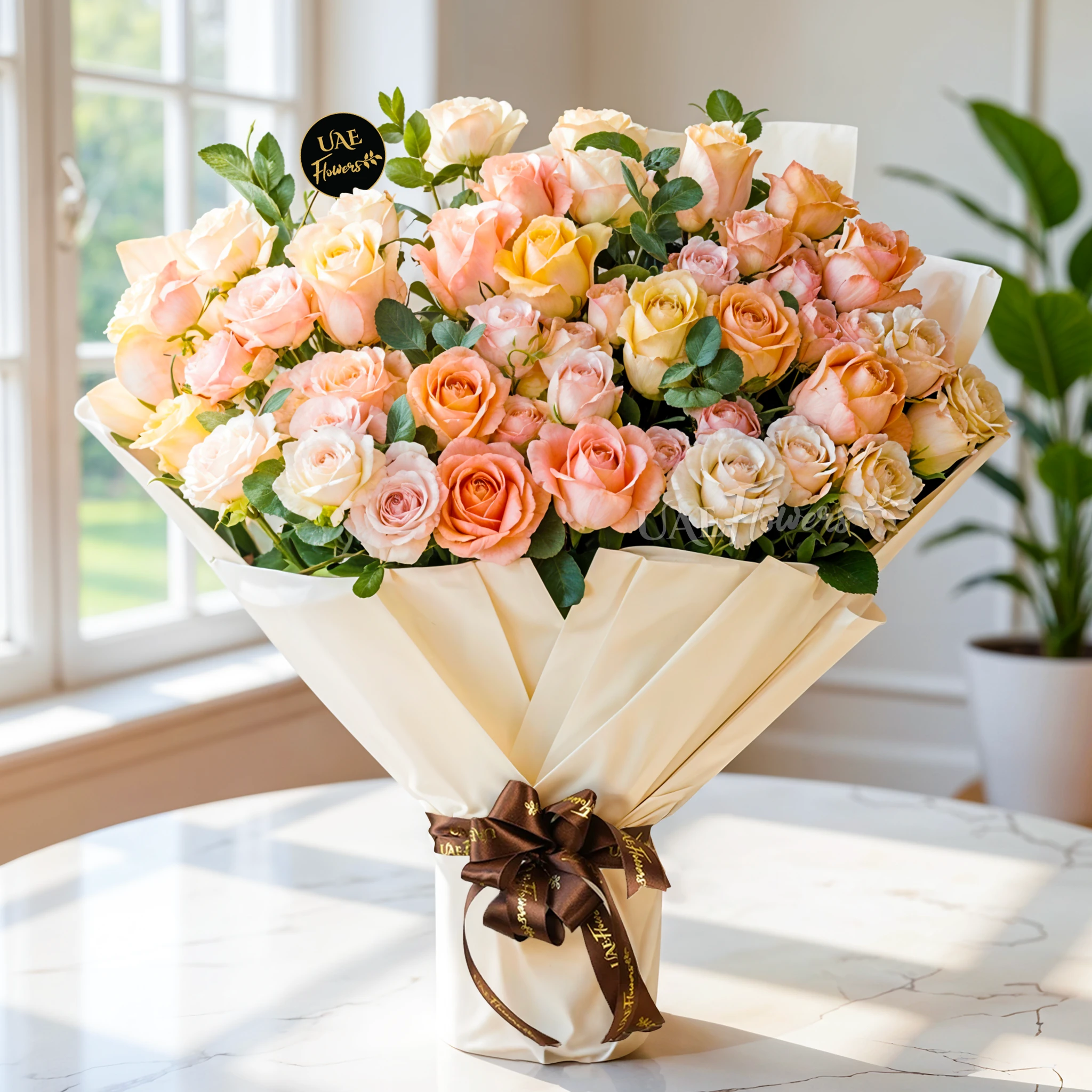 6 pink spray roses and 20 mixed pastel roses