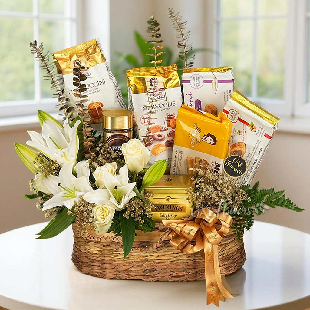 White Lilies & Roses Gourmet Gift
