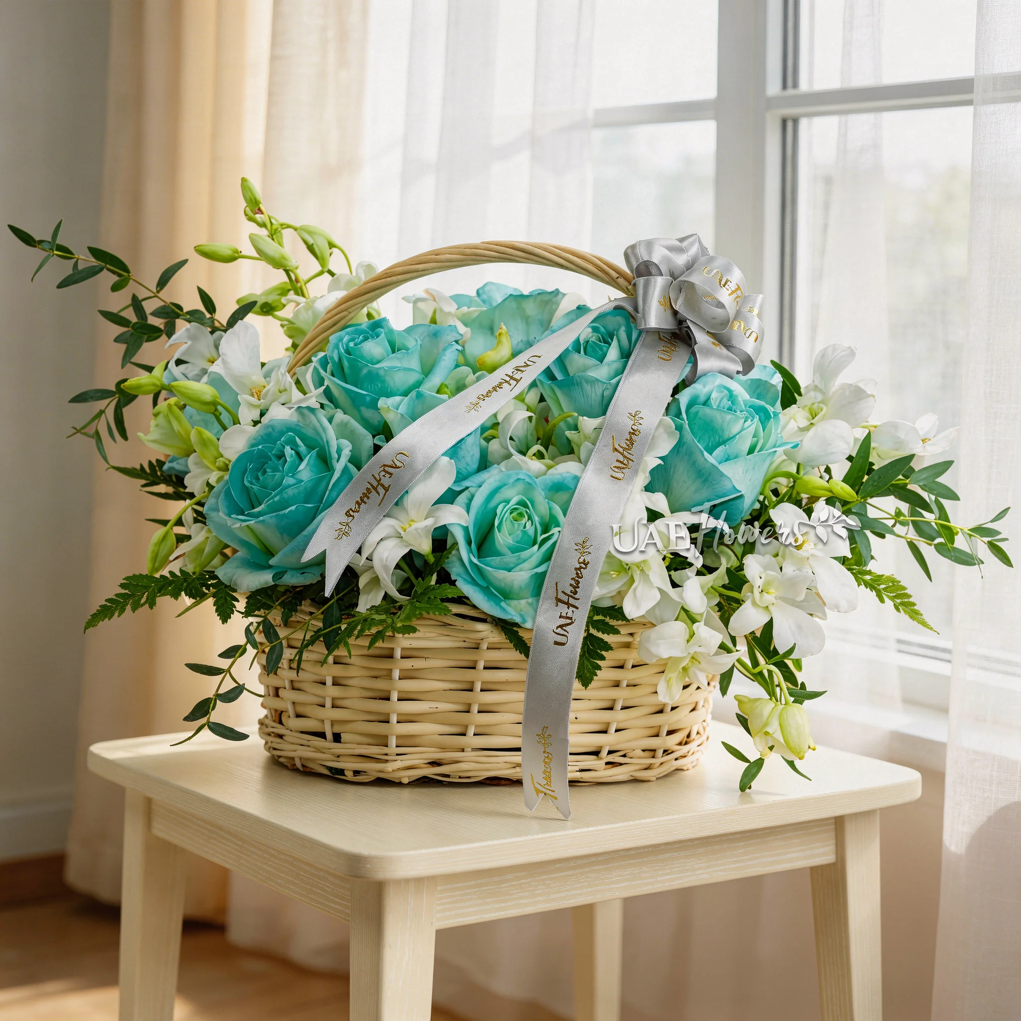 White Flower Basket