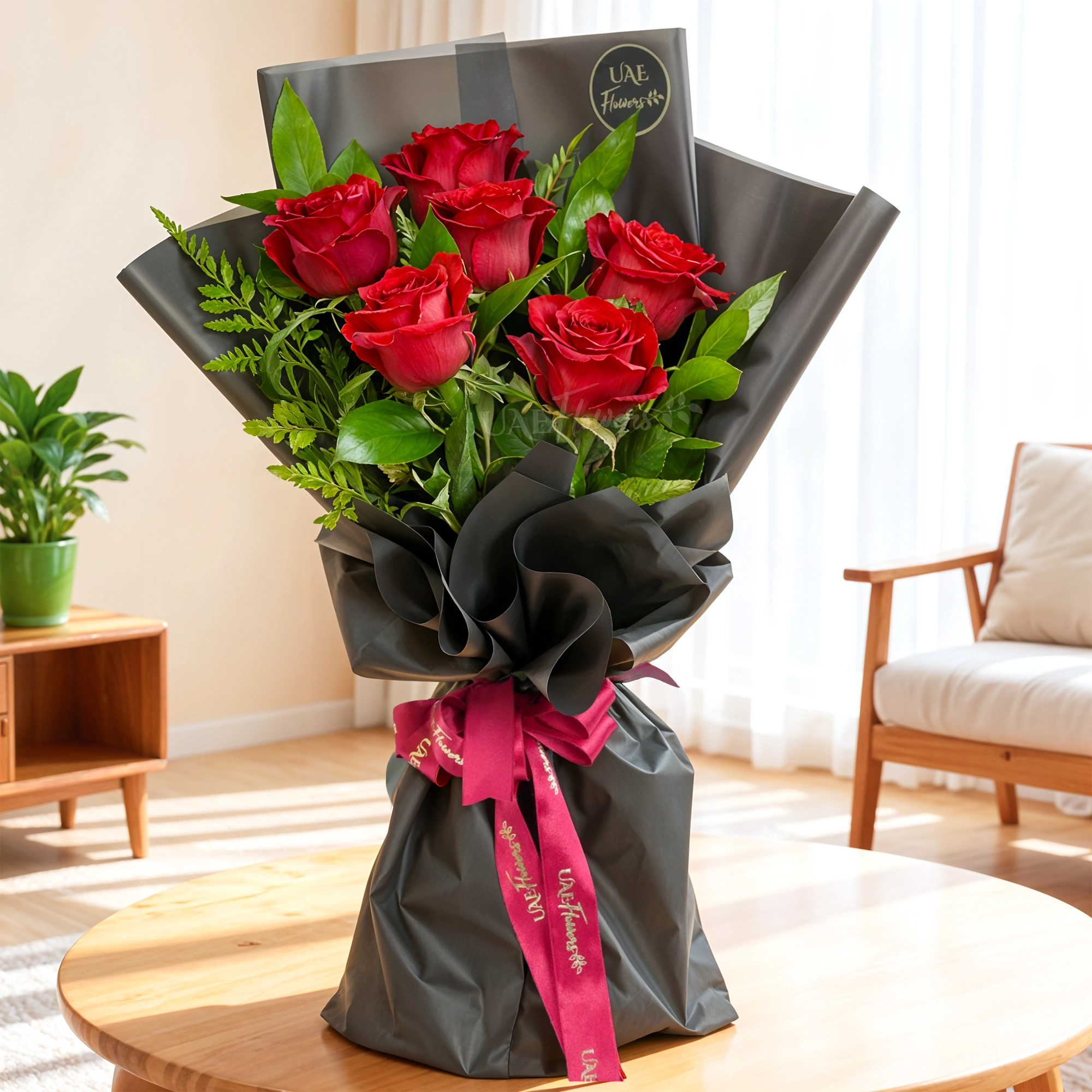 bouquet of 6 red roses