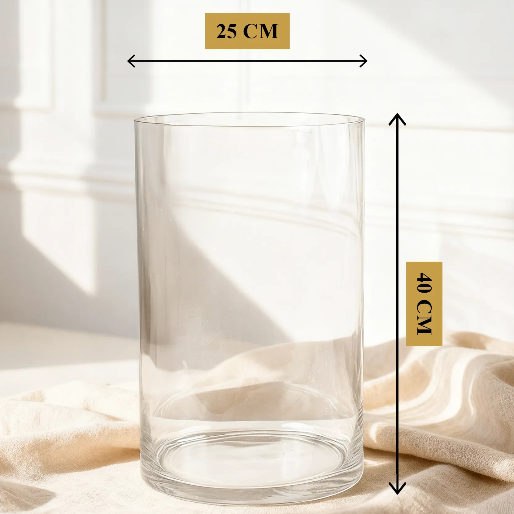 Atlas Grande Cylinder Glass Vase 40 cm tall clear cylinder design