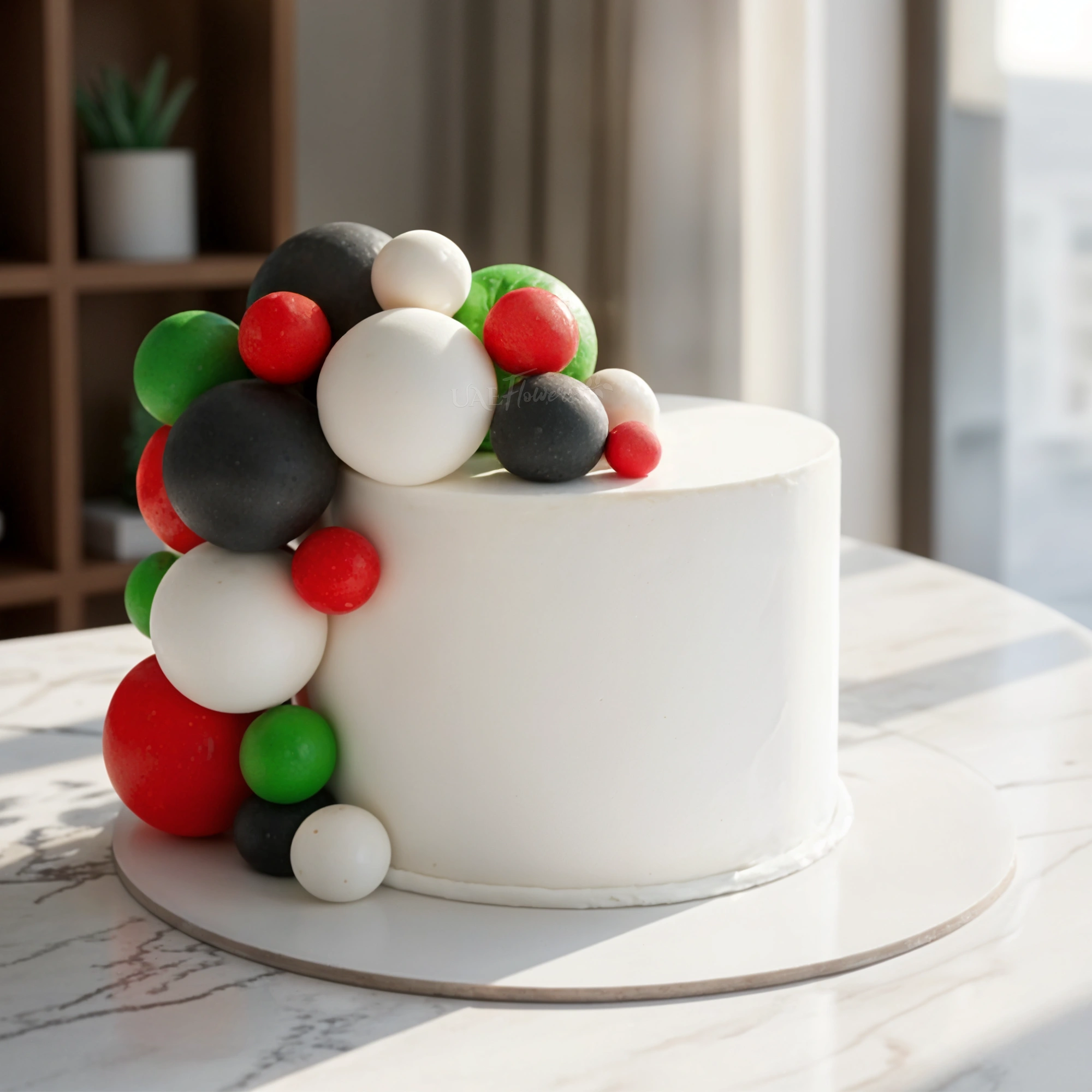 A 3 kg UAE colors cake with fresh chocolate cream